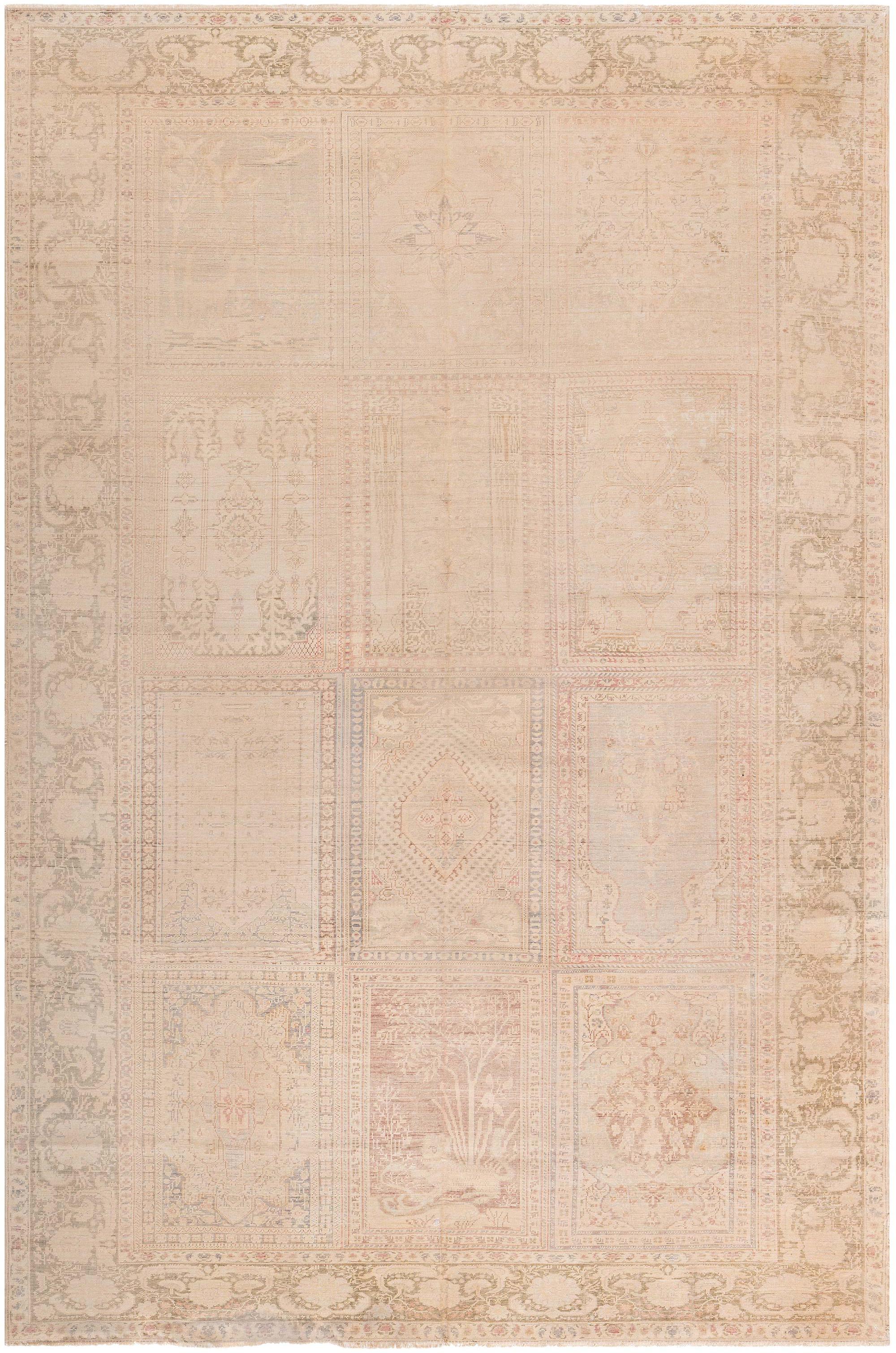 Antique Turkish Brown Abstract Botanic Rug For Sale