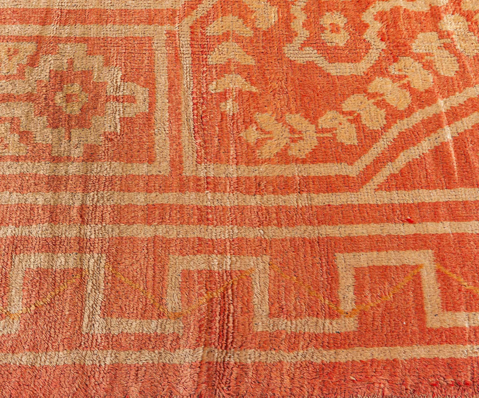 Antique Turkish Oushak Orange Rug 'Size Adjusted' In Good Condition For Sale In New York, NY