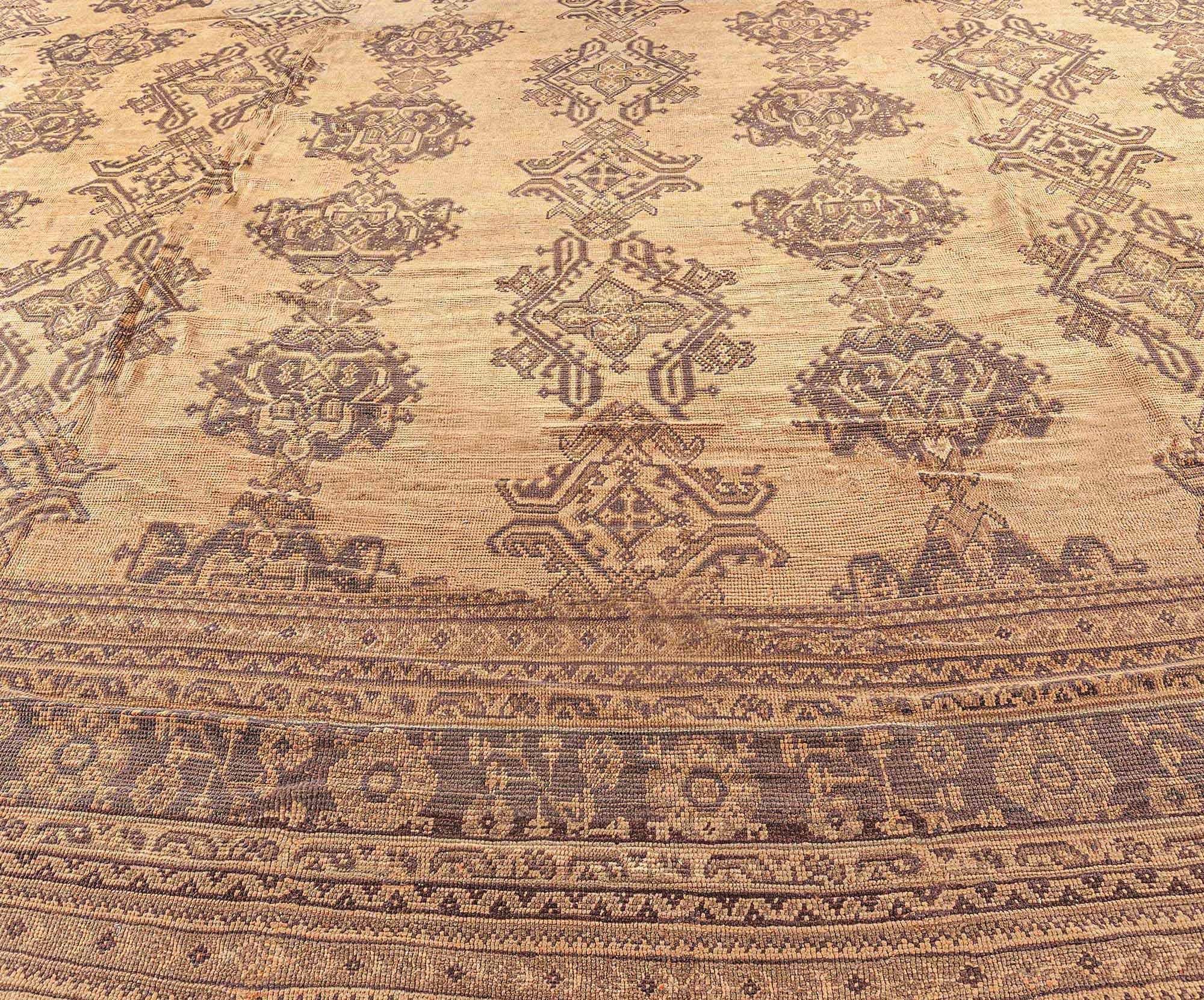 Wool Authentic 1900s Oversized Turkish Oushak Rug For Sale
