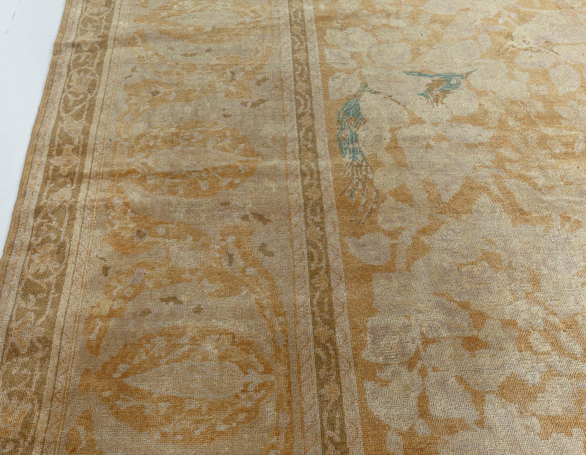 Indien Authentique tapis indien du 19ème siècle en laine beige en vente