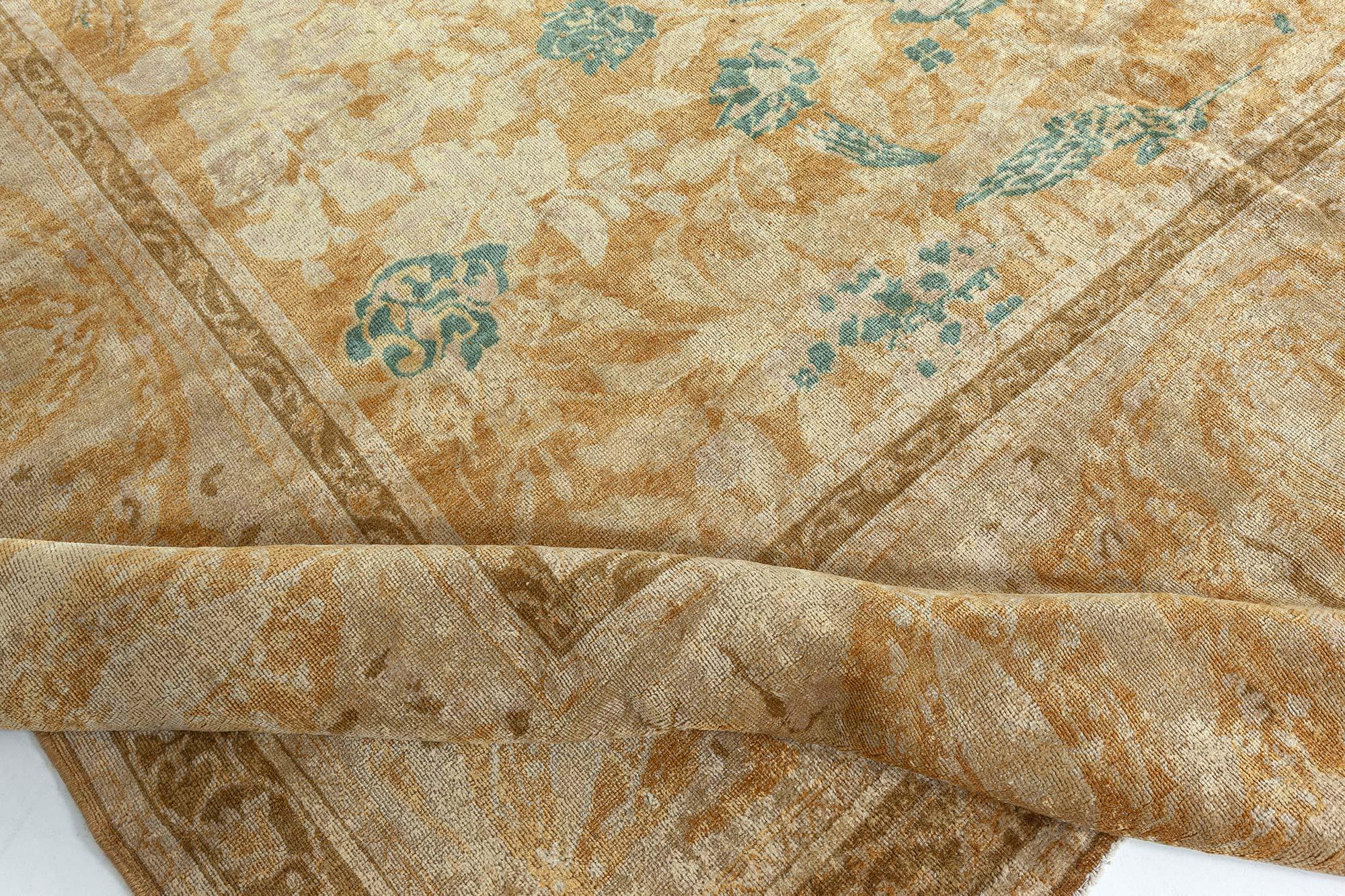 Tissé à la main Authentique tapis indien du 19ème siècle en laine beige en vente