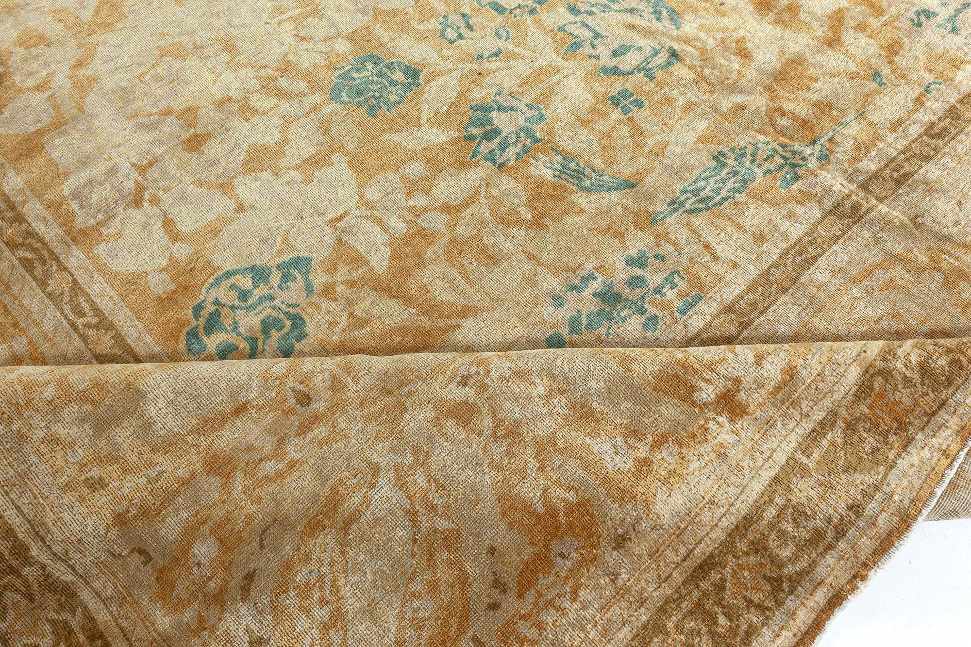 Doris Leslie Blau Tappeto di lana beige indiano autentico del XIX secolo In condizioni buone in vendita a New York, NY