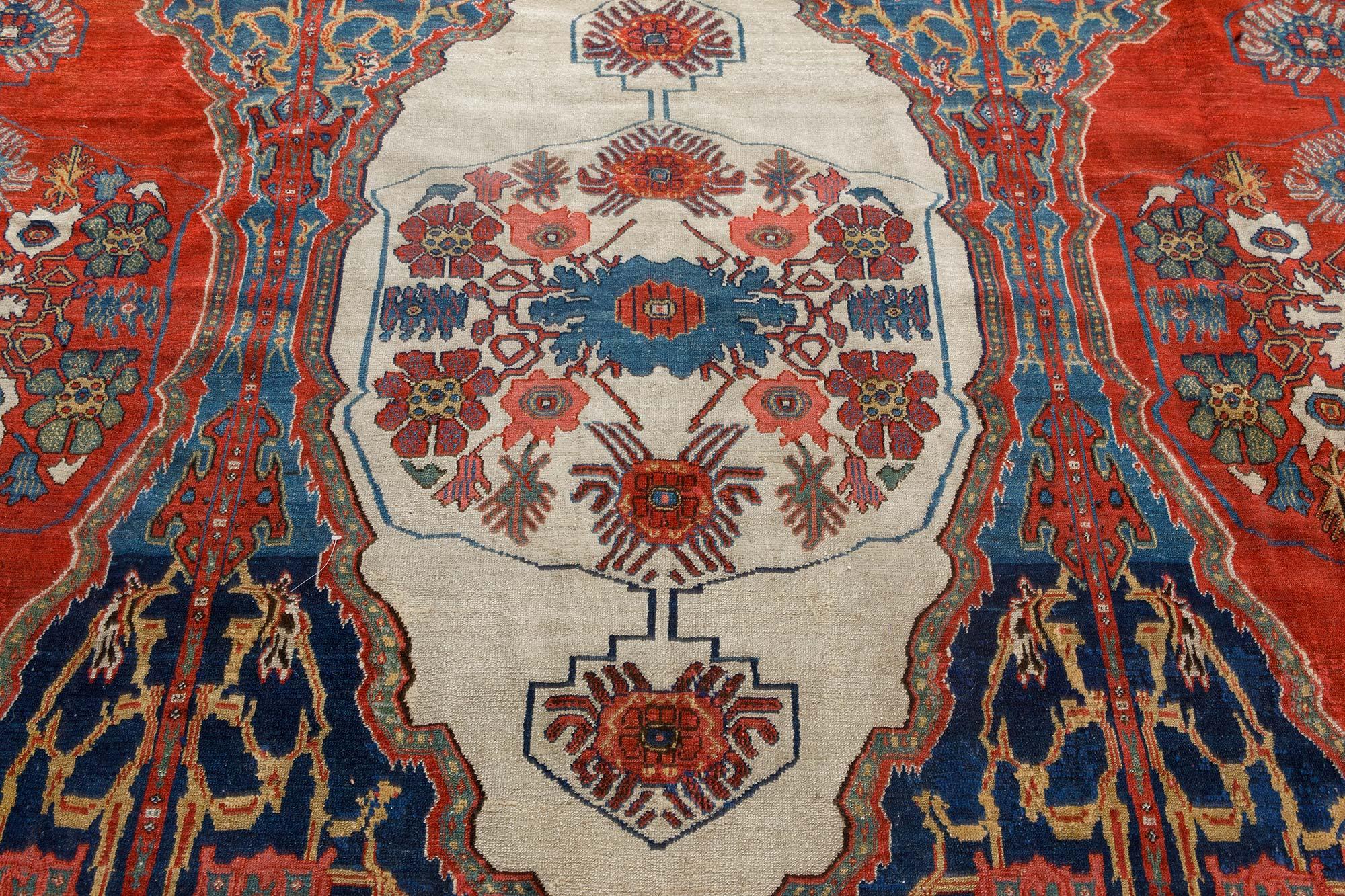 Hand-Knotted Authentic 19th Century Persian Senneh Handmade Rug For Sale