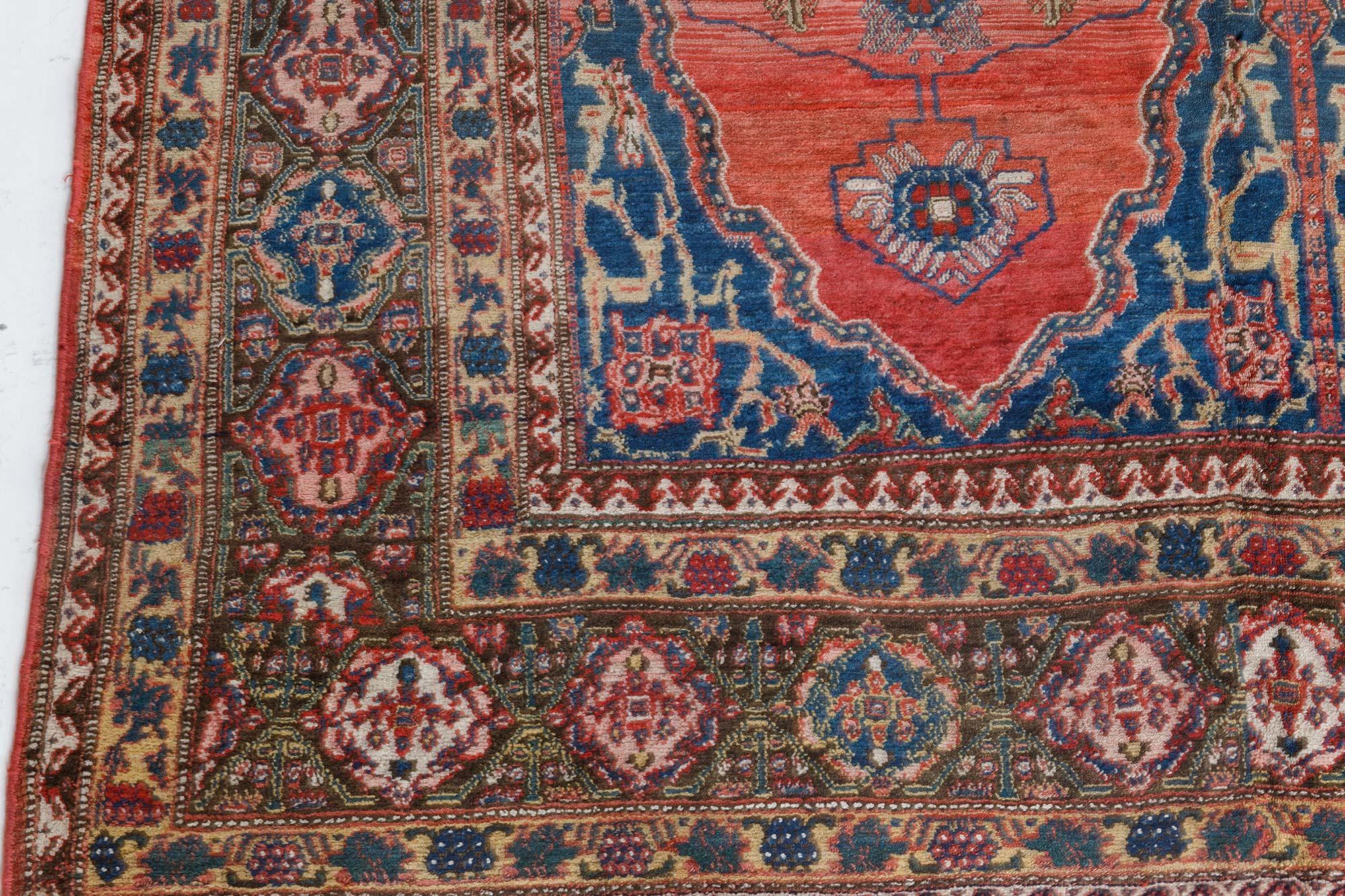 Wool Authentic 19th Century Persian Senneh Handmade Rug For Sale