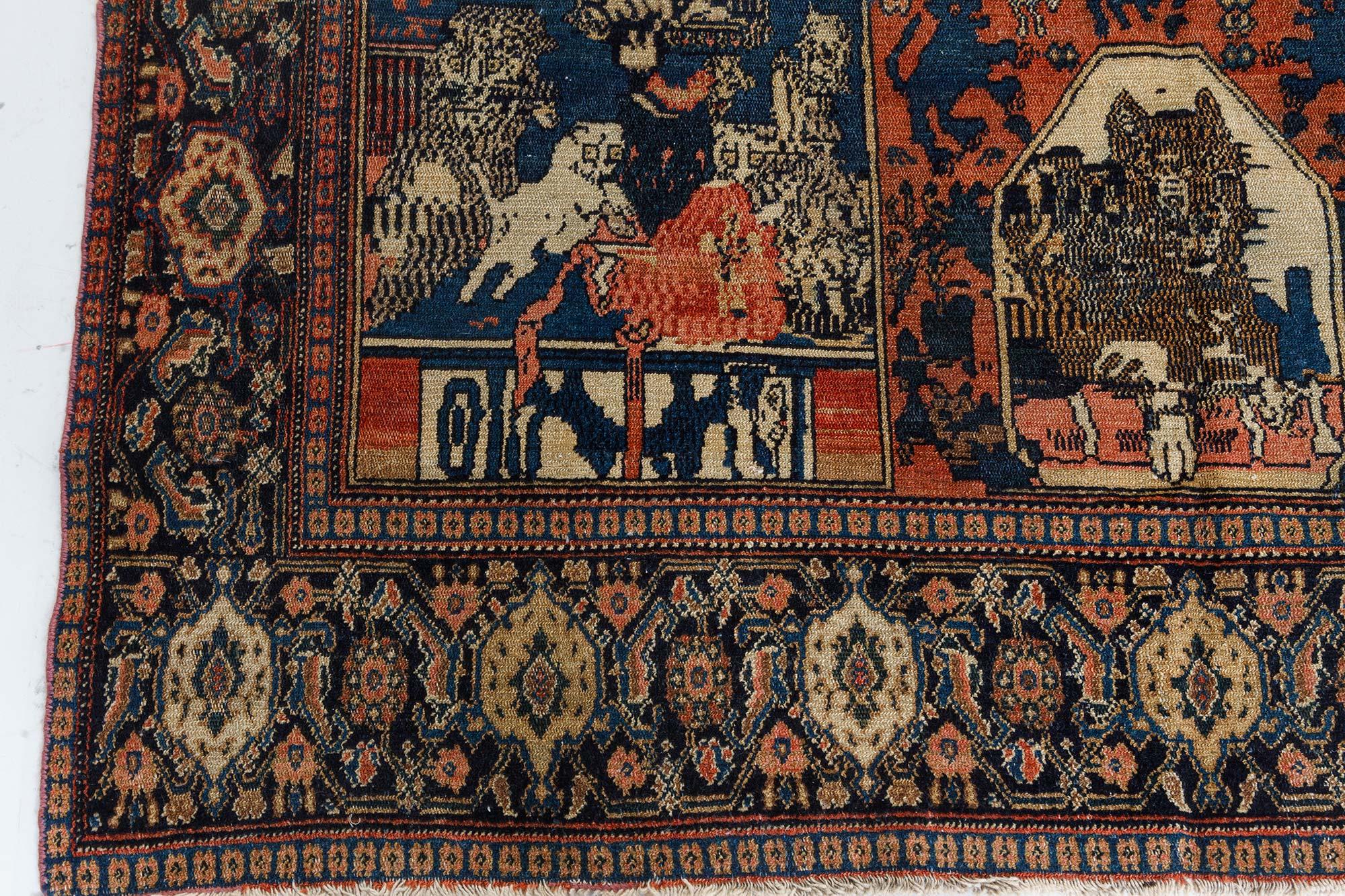 Wool Authentic 19th Century Persian Senneh Rug For Sale