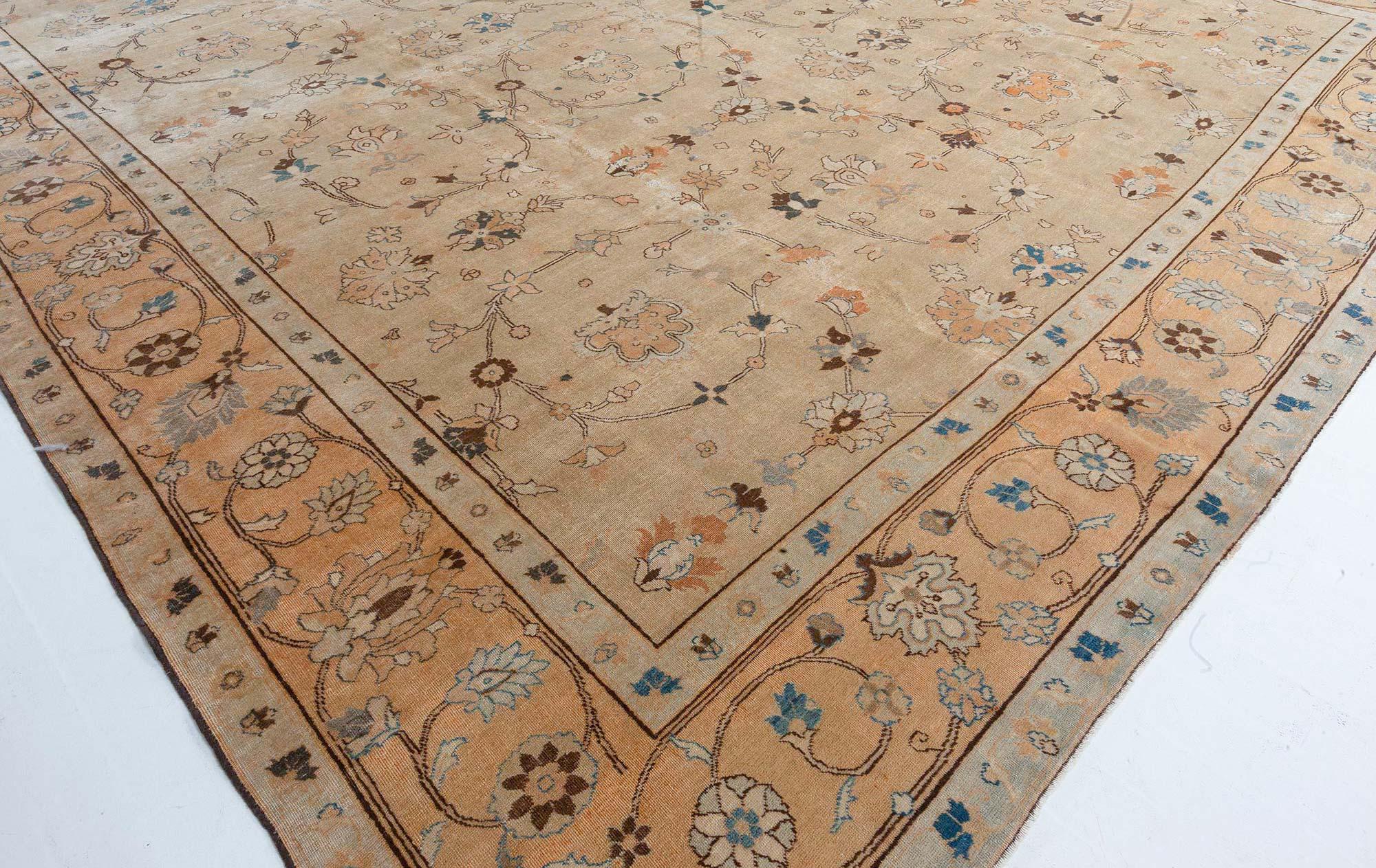 Hand-Woven Authentic Persian Tabriz Handmade Wool Carpet For Sale