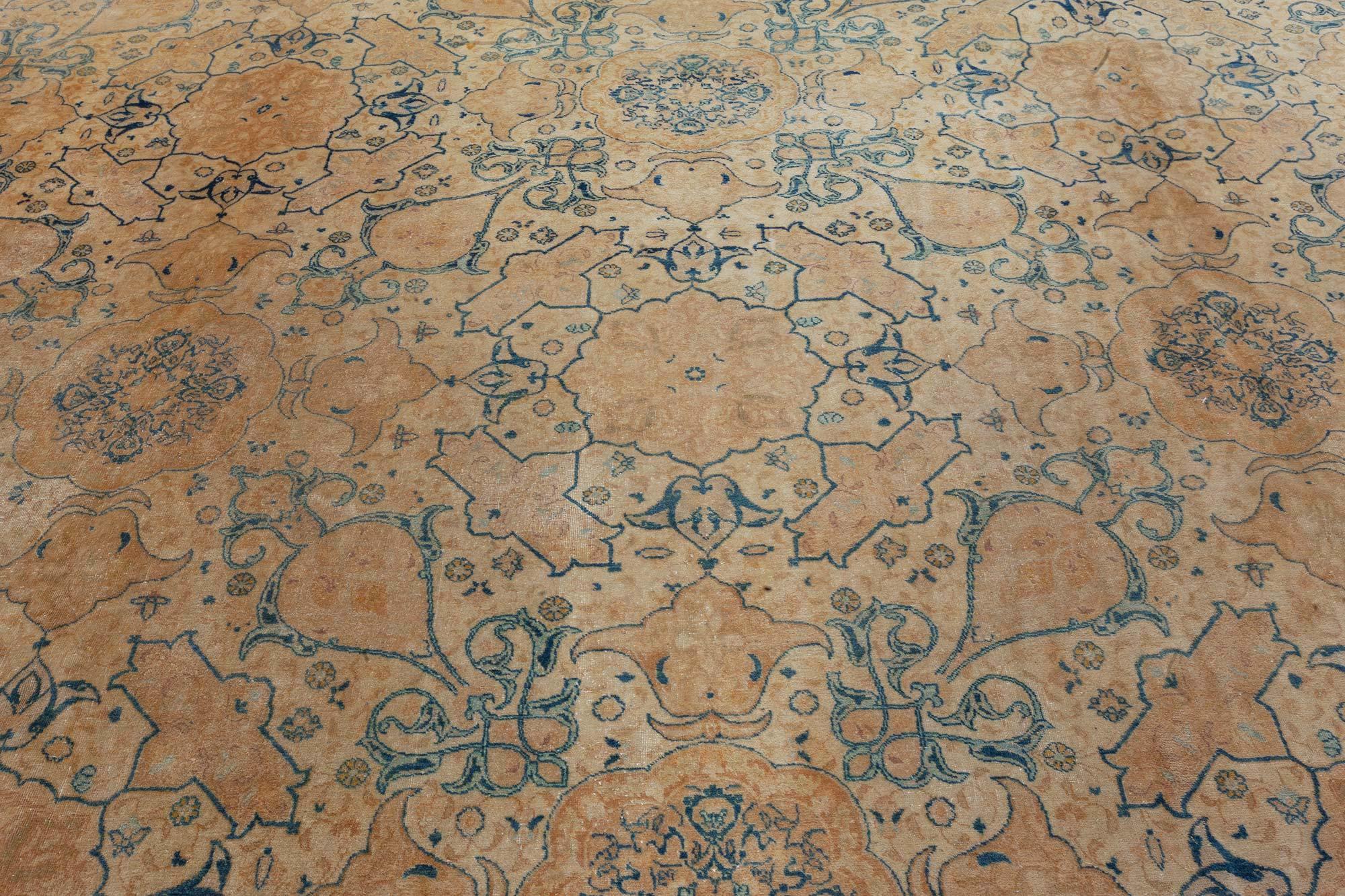 Hand-Knotted Authentic Persian Tabriz Vintage Handmade Carpet For Sale
