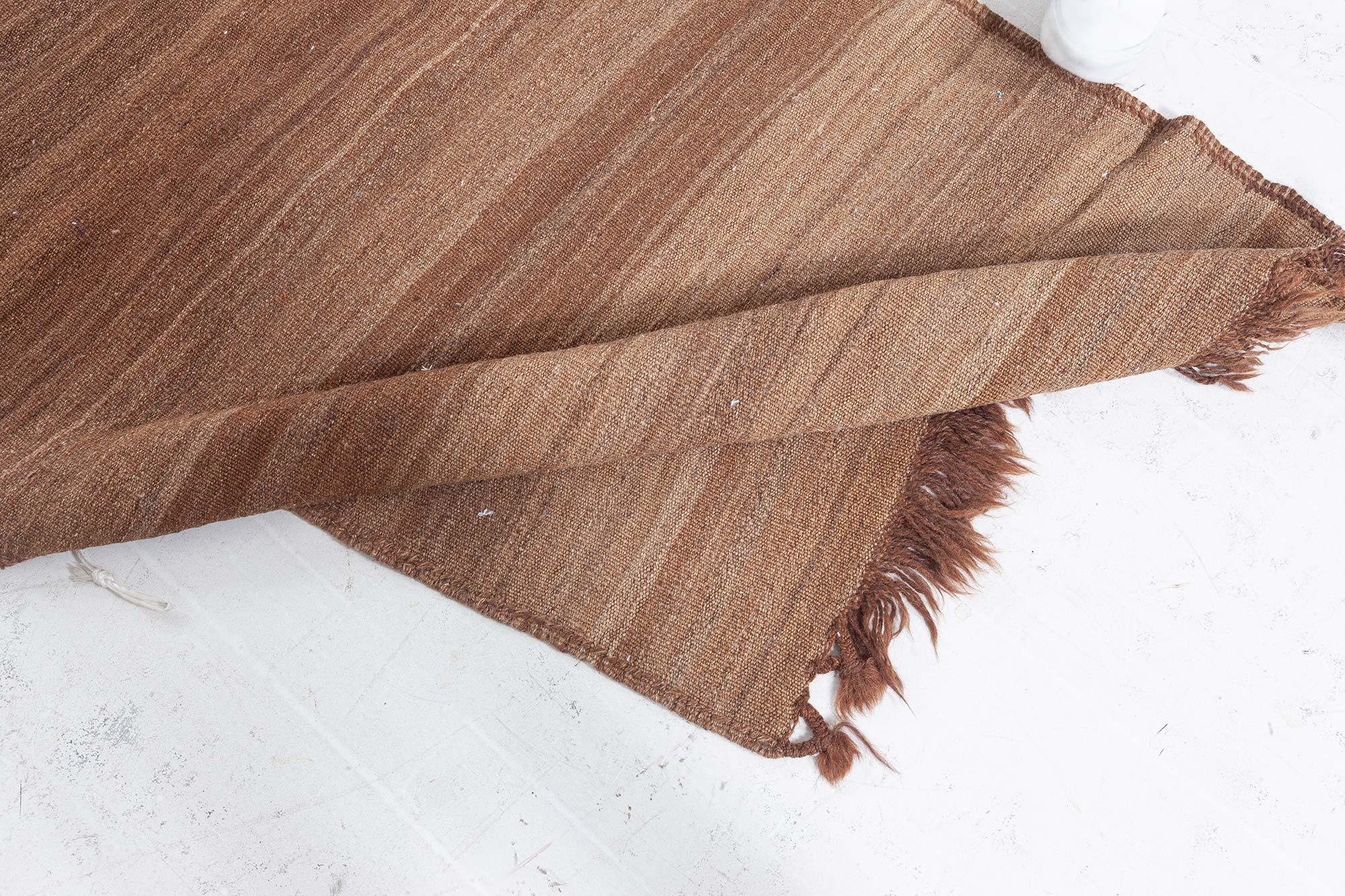 Authentic Turkish Brown Flat-Weave Runner In Good Condition In New York, NY