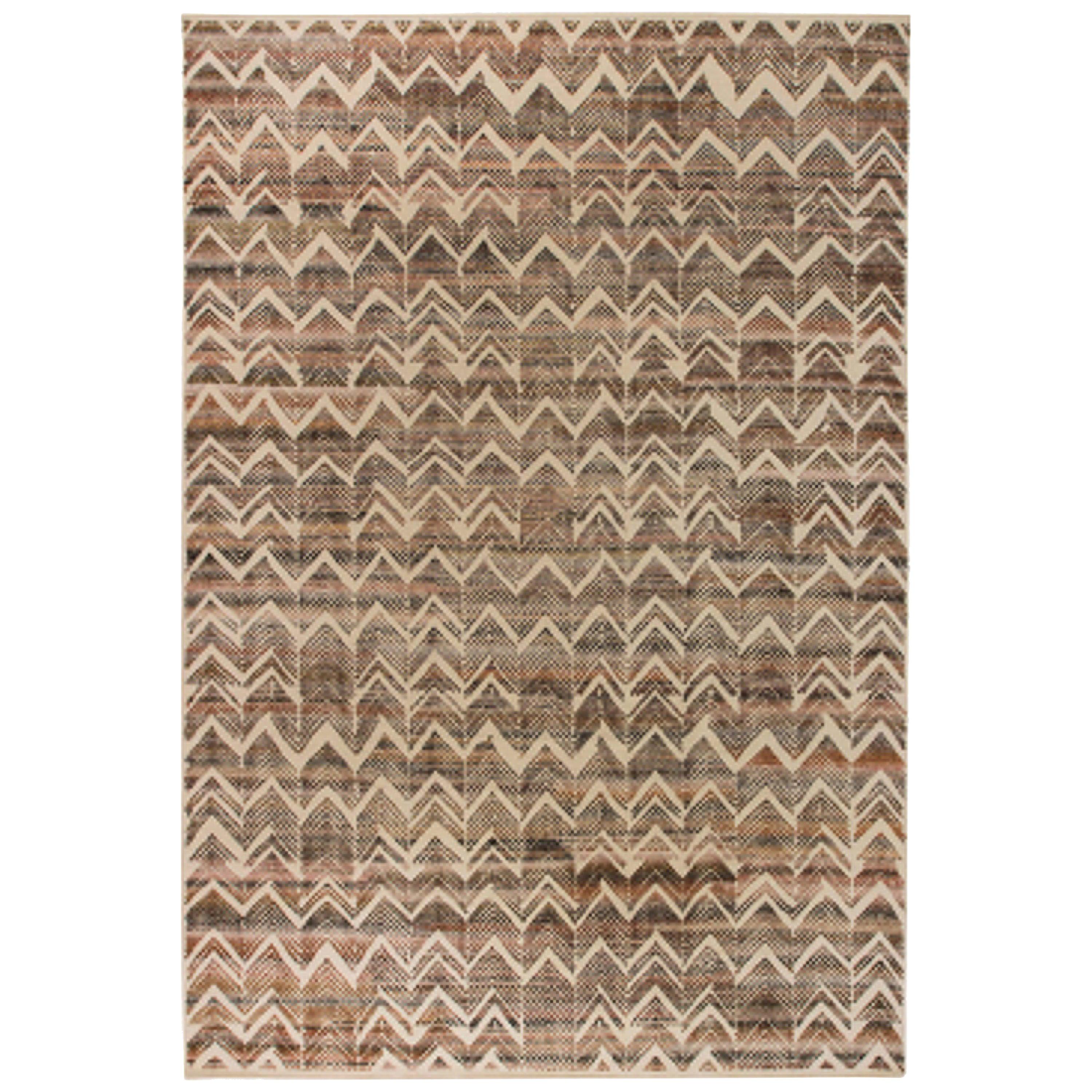Brown Abstract Textured Chevron Rug, Chevron Rug 8×10