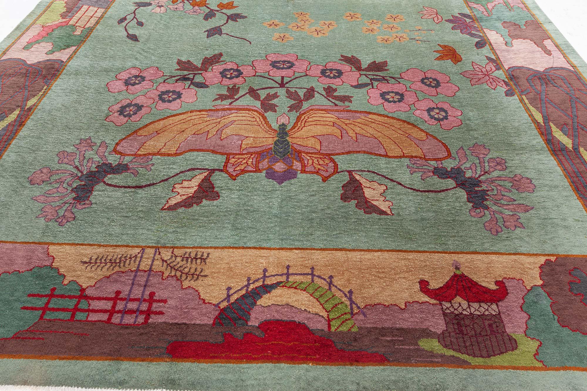 Hand-Knotted Chinese Art Deco Rug For Sale