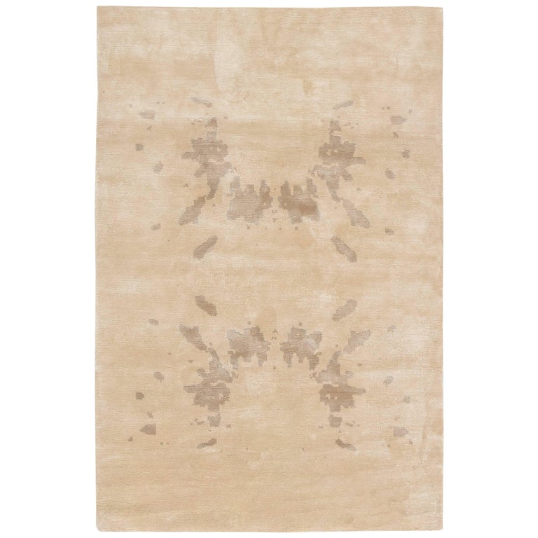 Doris Leslie Blau Collection Contemporary Botanic Beige Silk Rug For ...
