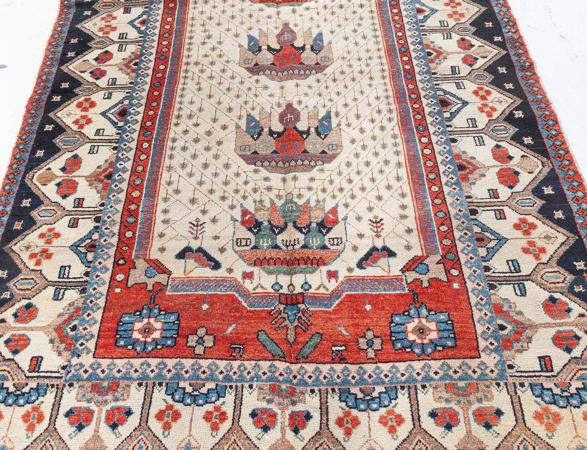 Hand-Knotted Early 20th Century Persian Malayer Handmade Rug For Sale