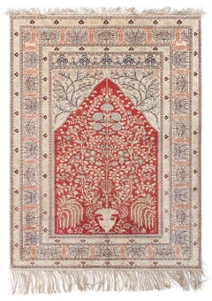 Used Early 20th Century Turkish Handmade Silk Rug