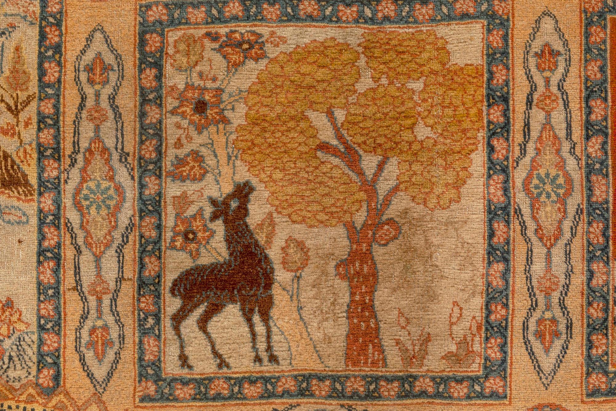 Antique Persian Tabriz handmade wool rug
Size: 10'6