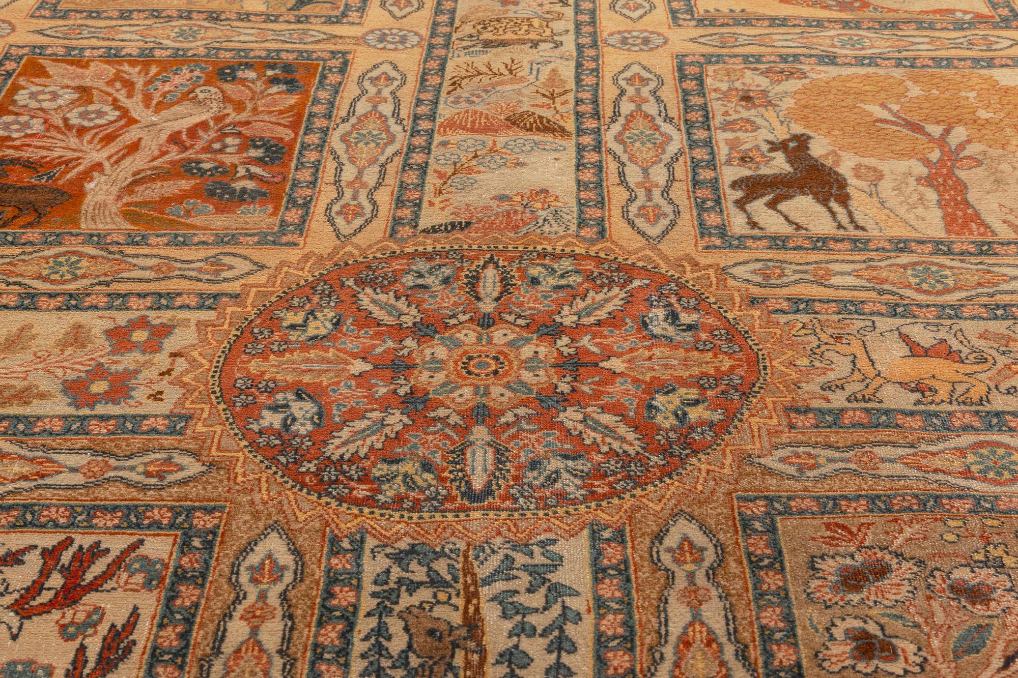 Antique Persian Tabriz Handmade Wool Rug For Sale 4