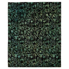 Doris Leslie Blau Collection Floral Green, Black European Inspired Tibetan Rug