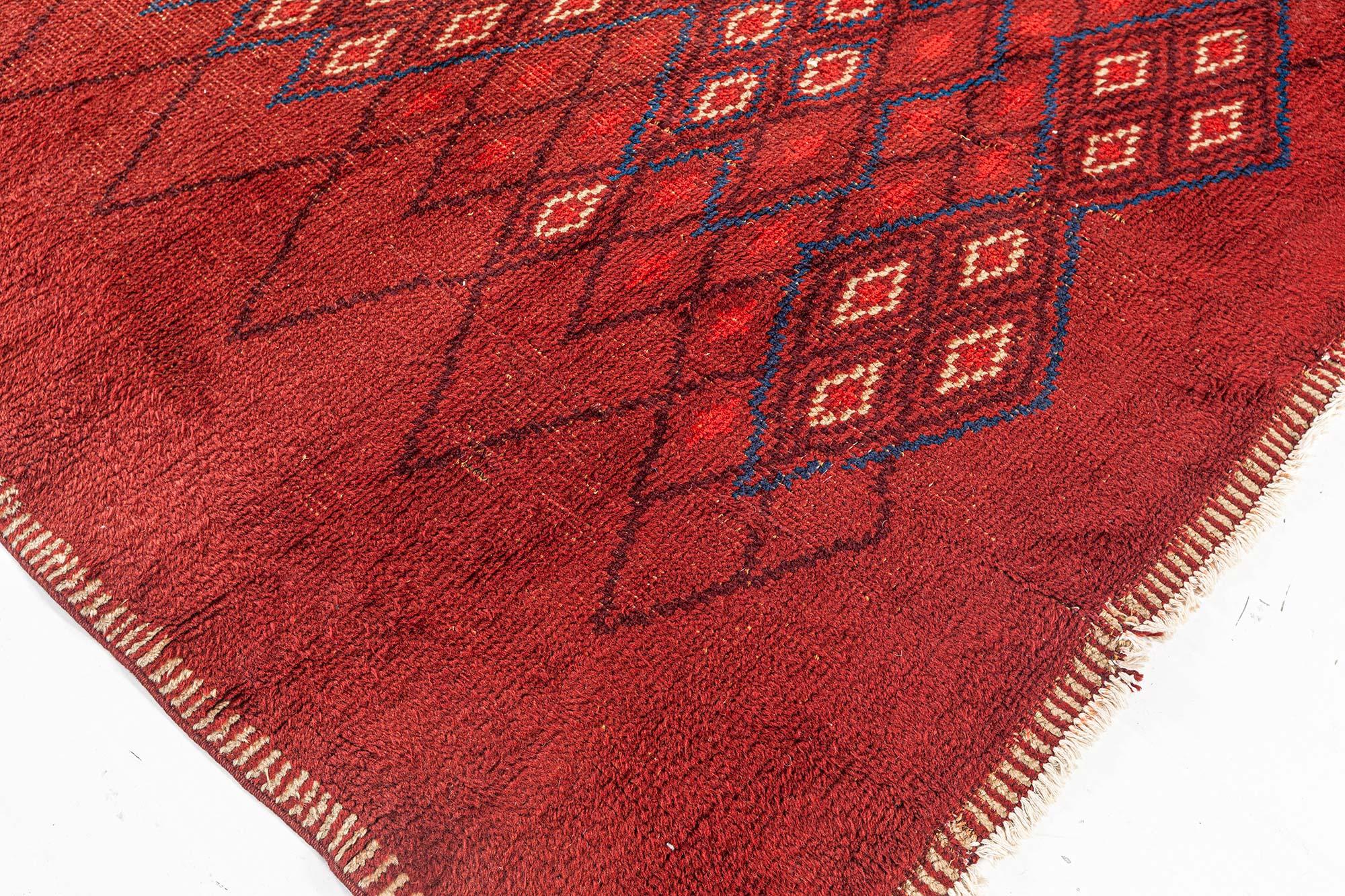 Wool French Art Deco Red Rug by Paule Leleu For Sale