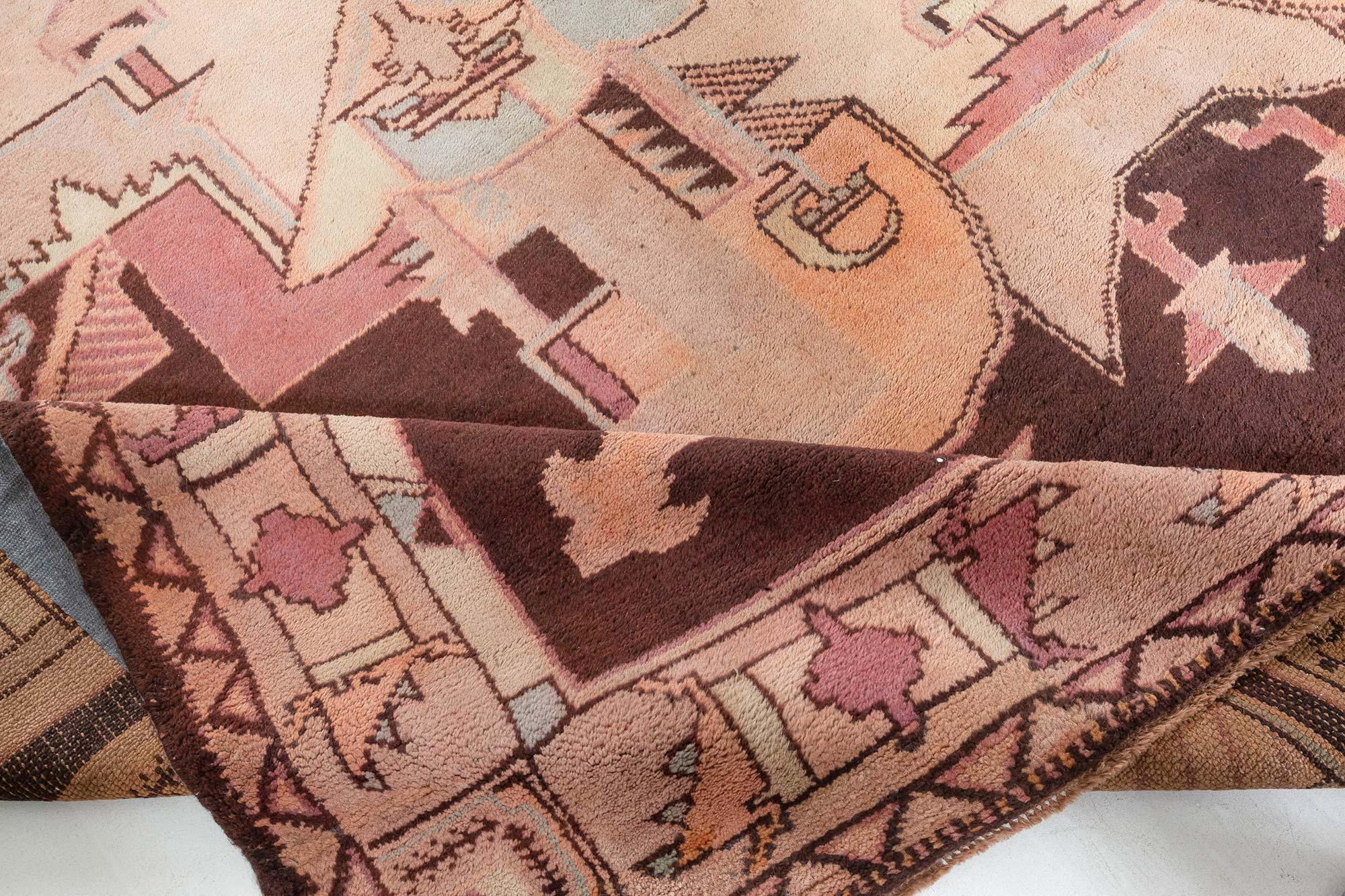 Vintage French Art Deco Rug Art (Handgeknüpft) im Angebot