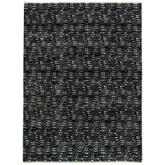Doris Leslie Blau Collection Ice Age Textured Navy, Ivory Wool Rug