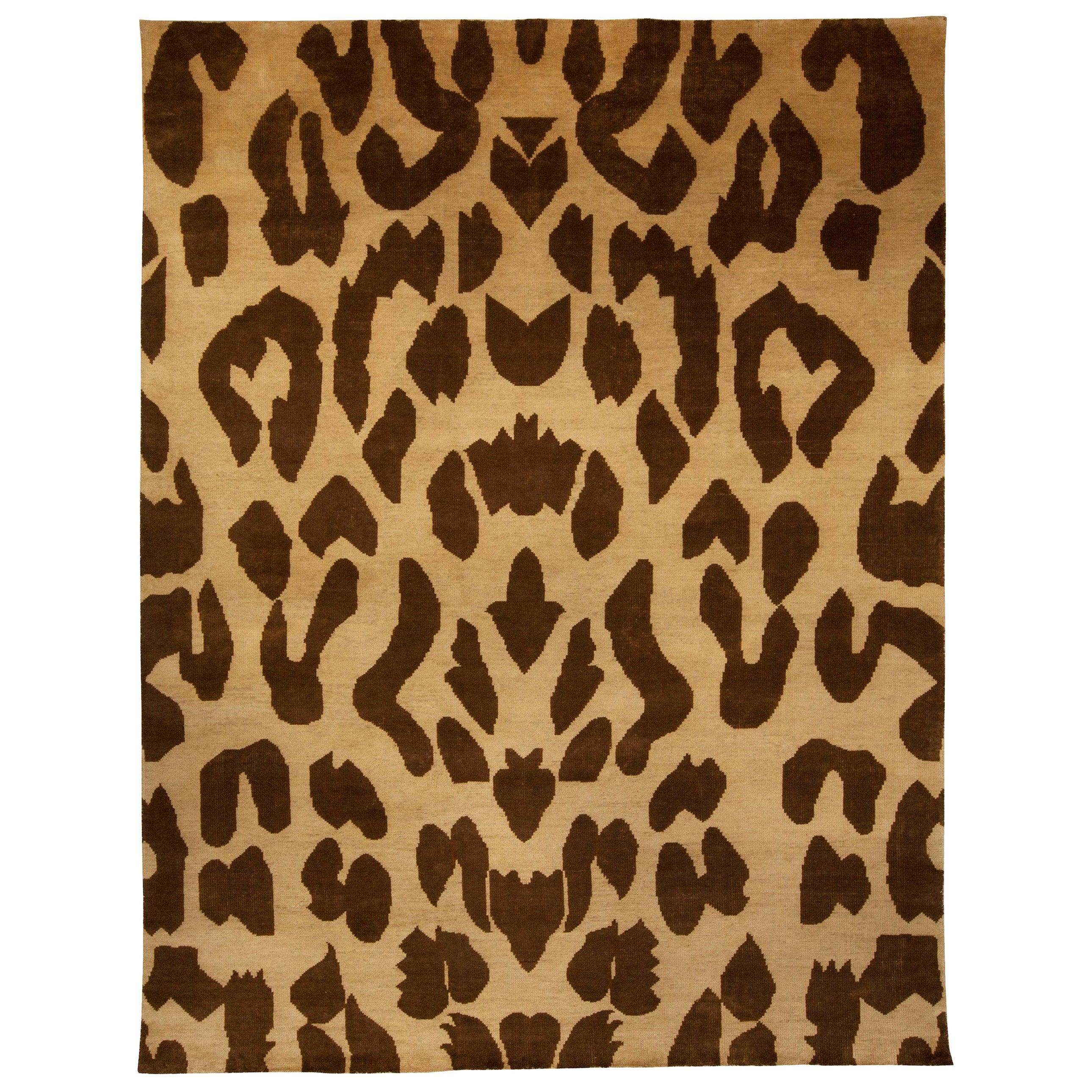 Doris Leslie Blau Collection Leopard Beige and Brown Rug