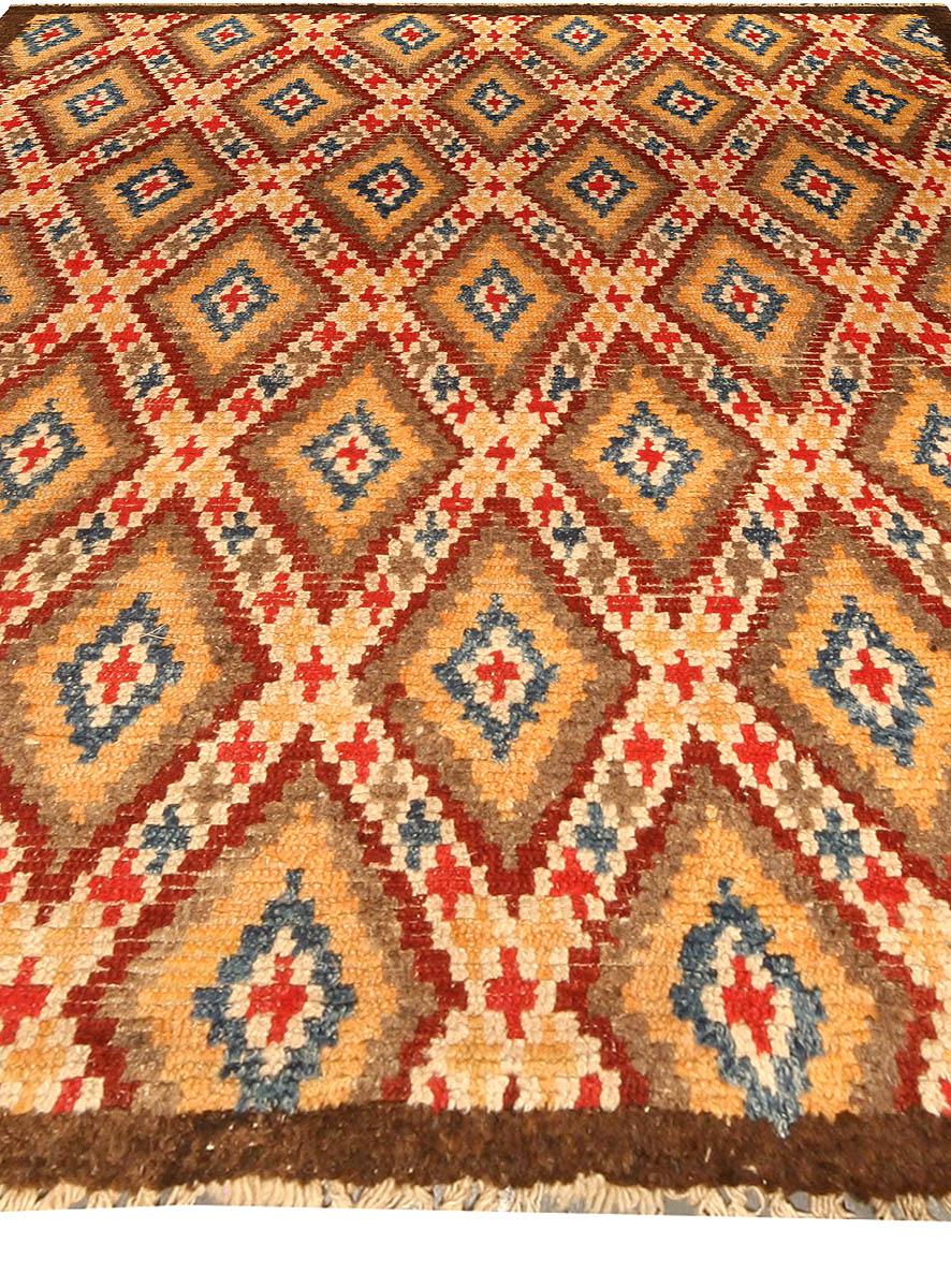 Tribal Mid-20th Century Bold Moroccan Handmade Wool Rug For Sale