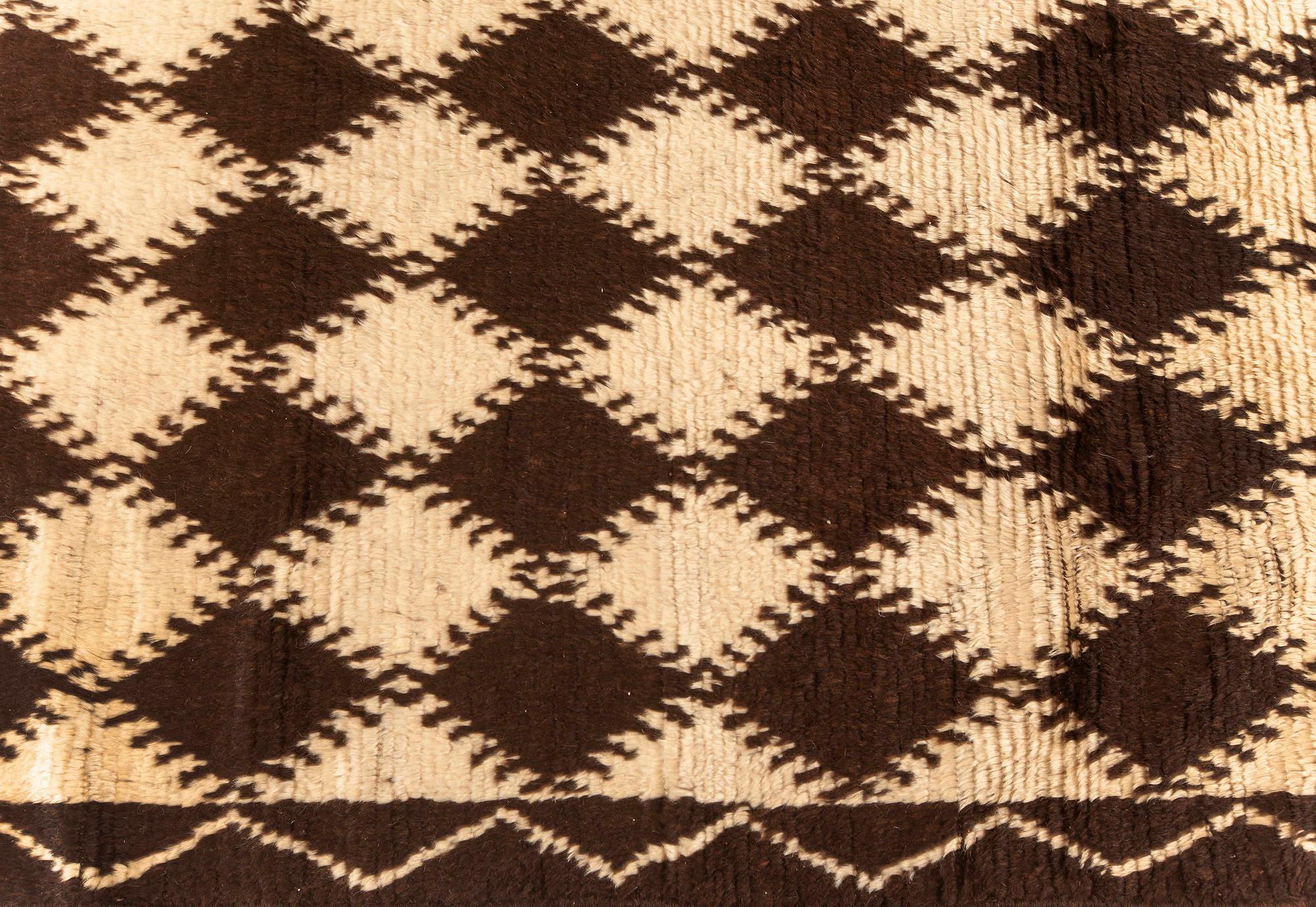Hand-Knotted Mid-20th Century Moroccan Handmade Wool Rug For Sale