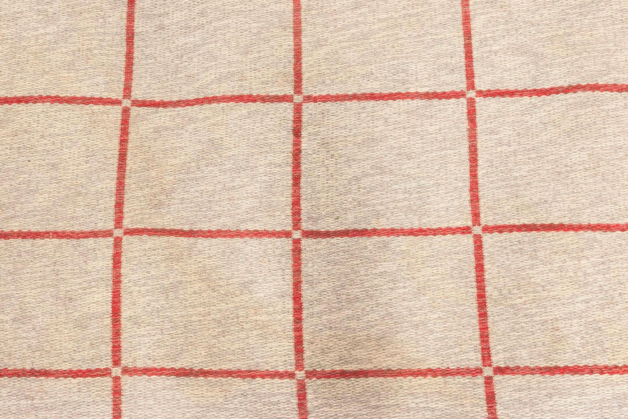 Mid-Century Modern Mid-20th Century Swedish Flat-Weave Wool Rug For Sale