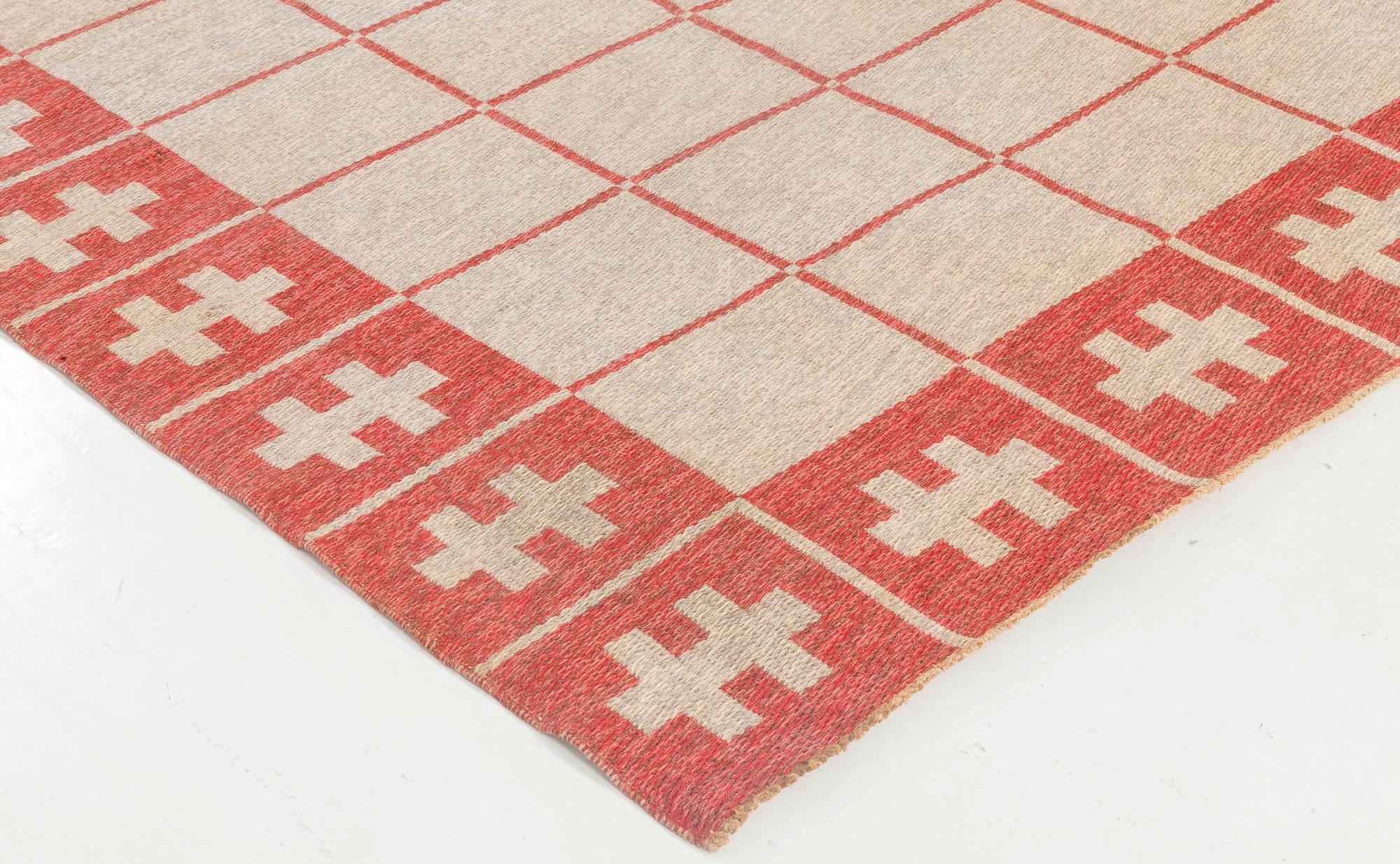 Mid-20th Century Swedish Flat-Weave Wool Rug For Sale 1