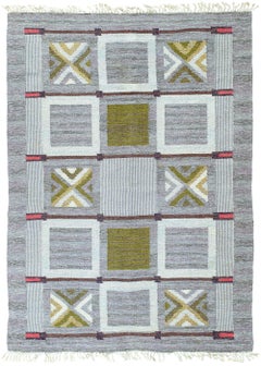 Mid-20th century Swedish Geometric Flat-Weave Rug