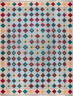 Tapis indien Dhurrie Diamonds Midcentury