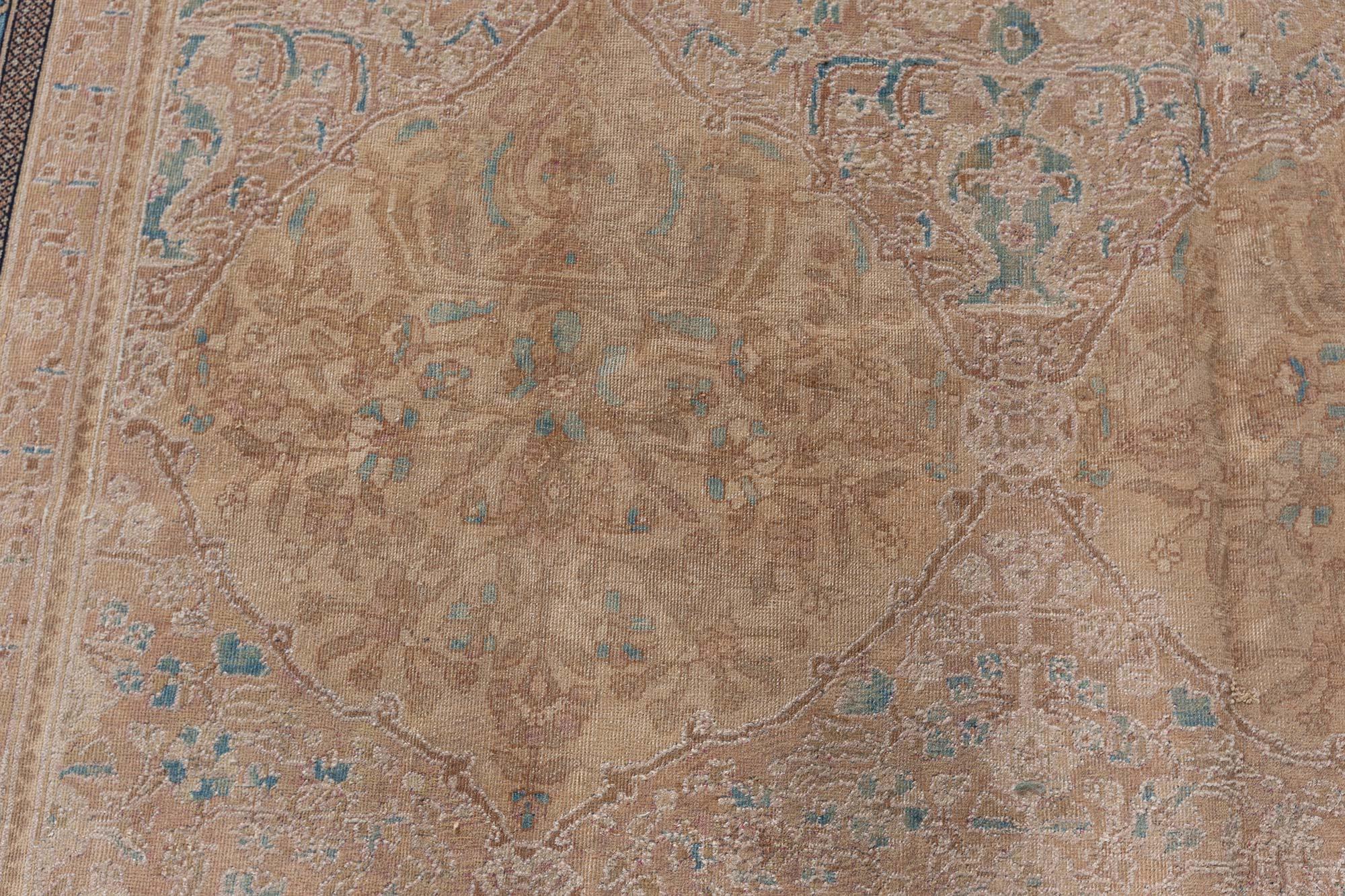 Mid-Century Modern Midcentury Indian Botanic Handmade Wool Carpet For Sale