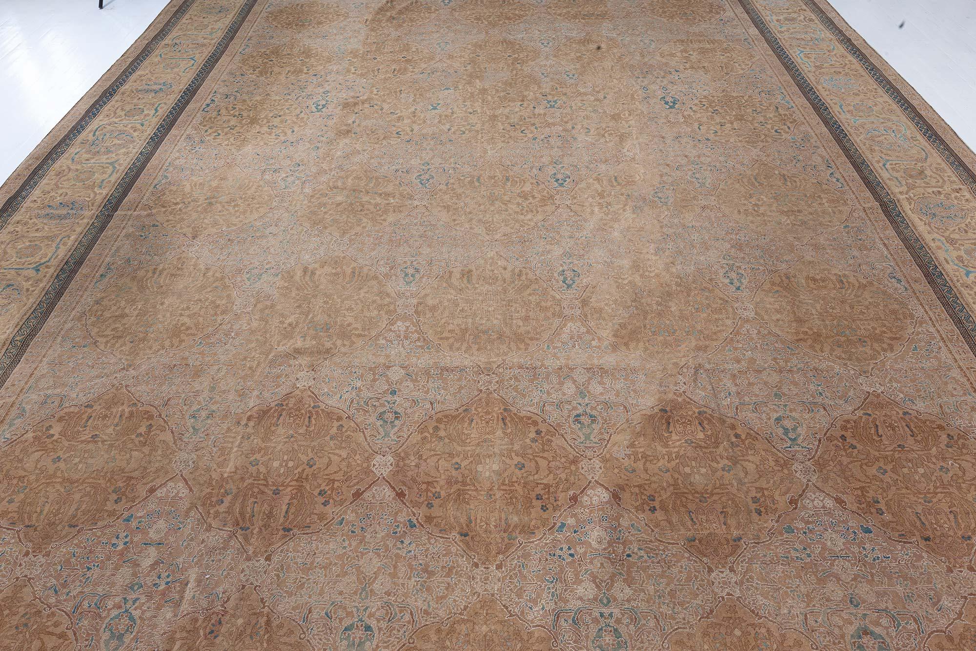 Hand-Woven Midcentury Indian Botanic Handmade Wool Carpet For Sale