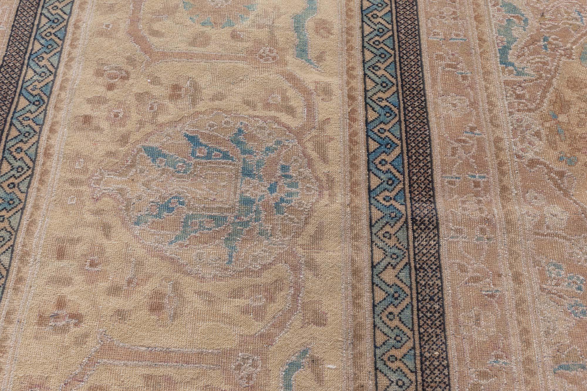Midcentury Indian Botanic Handmade Wool Carpet For Sale 1