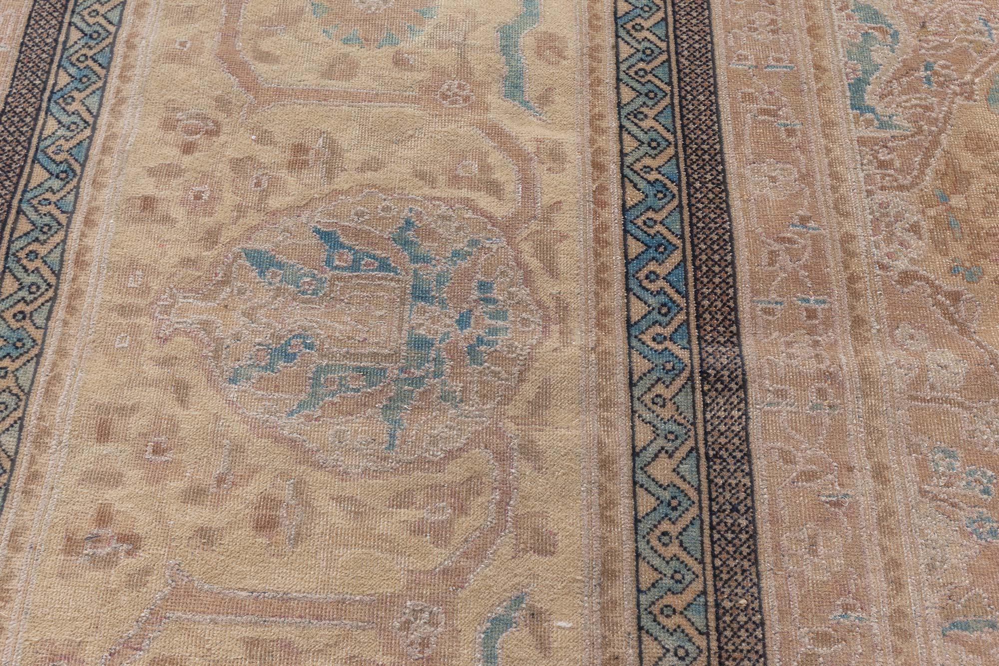 20ième siècle Doris Leslie Blau - Tapis en laine fait à la main - Indian Botanic Midcentury en vente