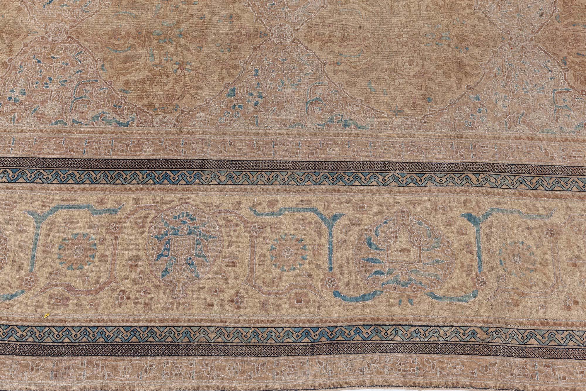 Midcentury Indian Botanic Handmade Wool Carpet For Sale 2