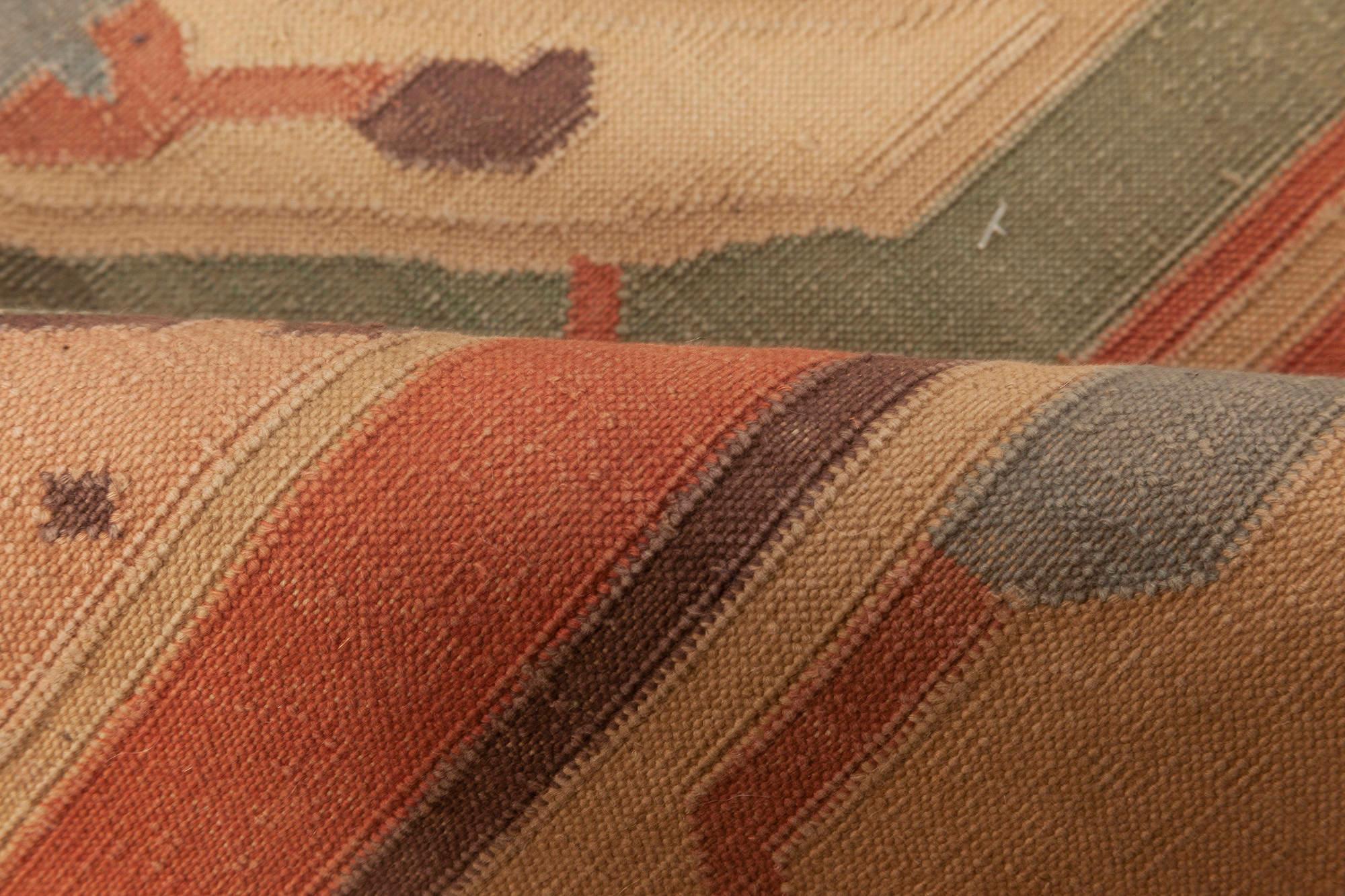 Indischer Dhurrie-Flachgewebe-Teppich aus der Jahrhundertmitte (Moderne der Mitte des Jahrhunderts) im Angebot