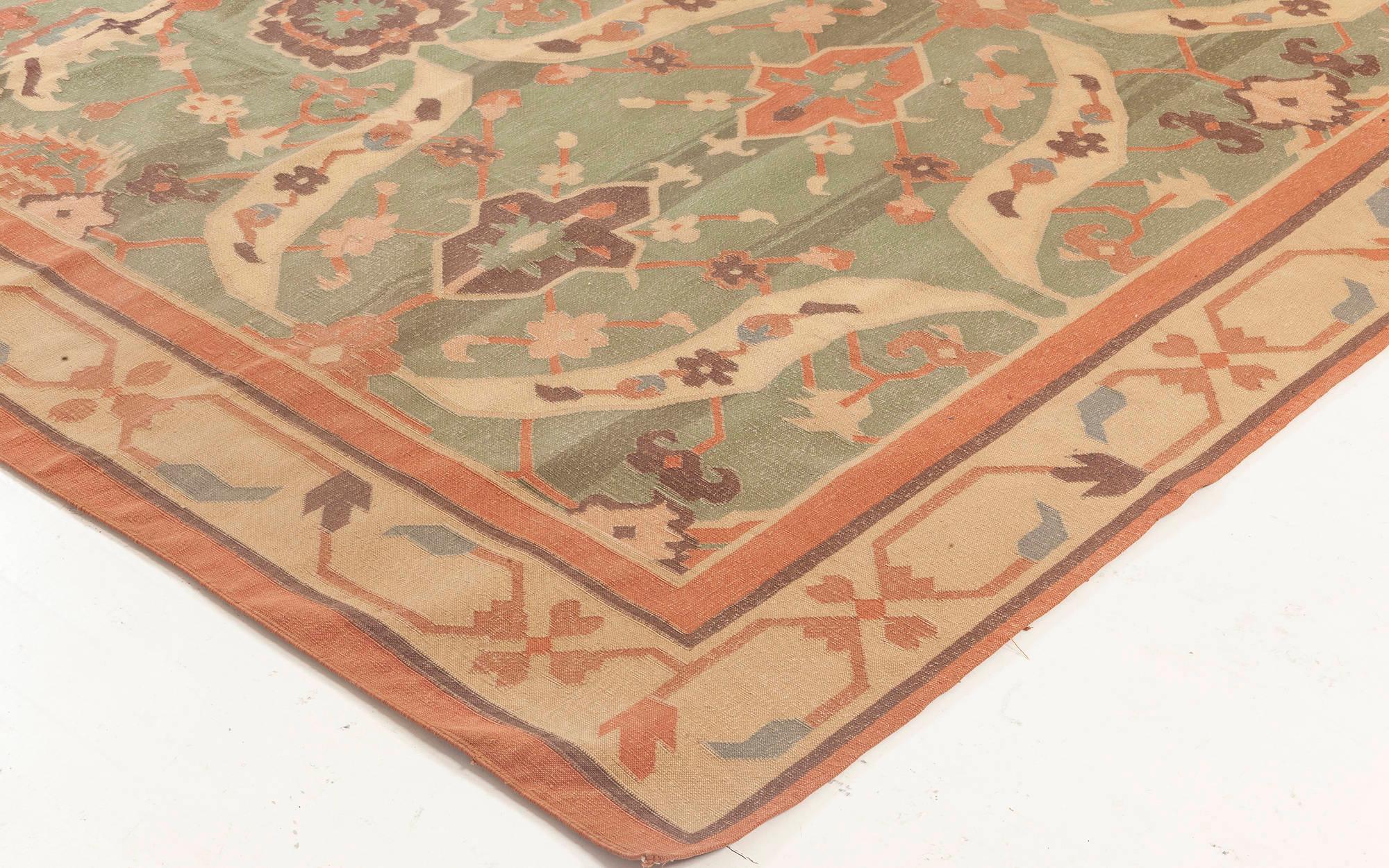 Cotton Midcentury Indian Dhurrie Flat-Weave Rug For Sale