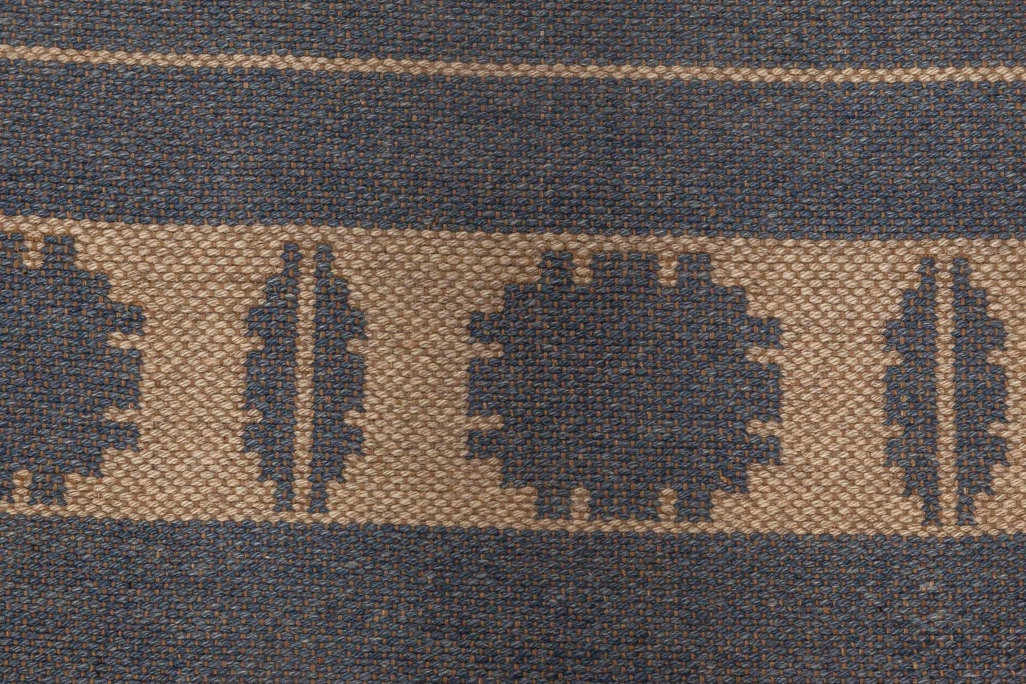 Hand-Woven Doris Leslie Blau Collection Midcentury Swedish Double Sided Handmade Wool Rug