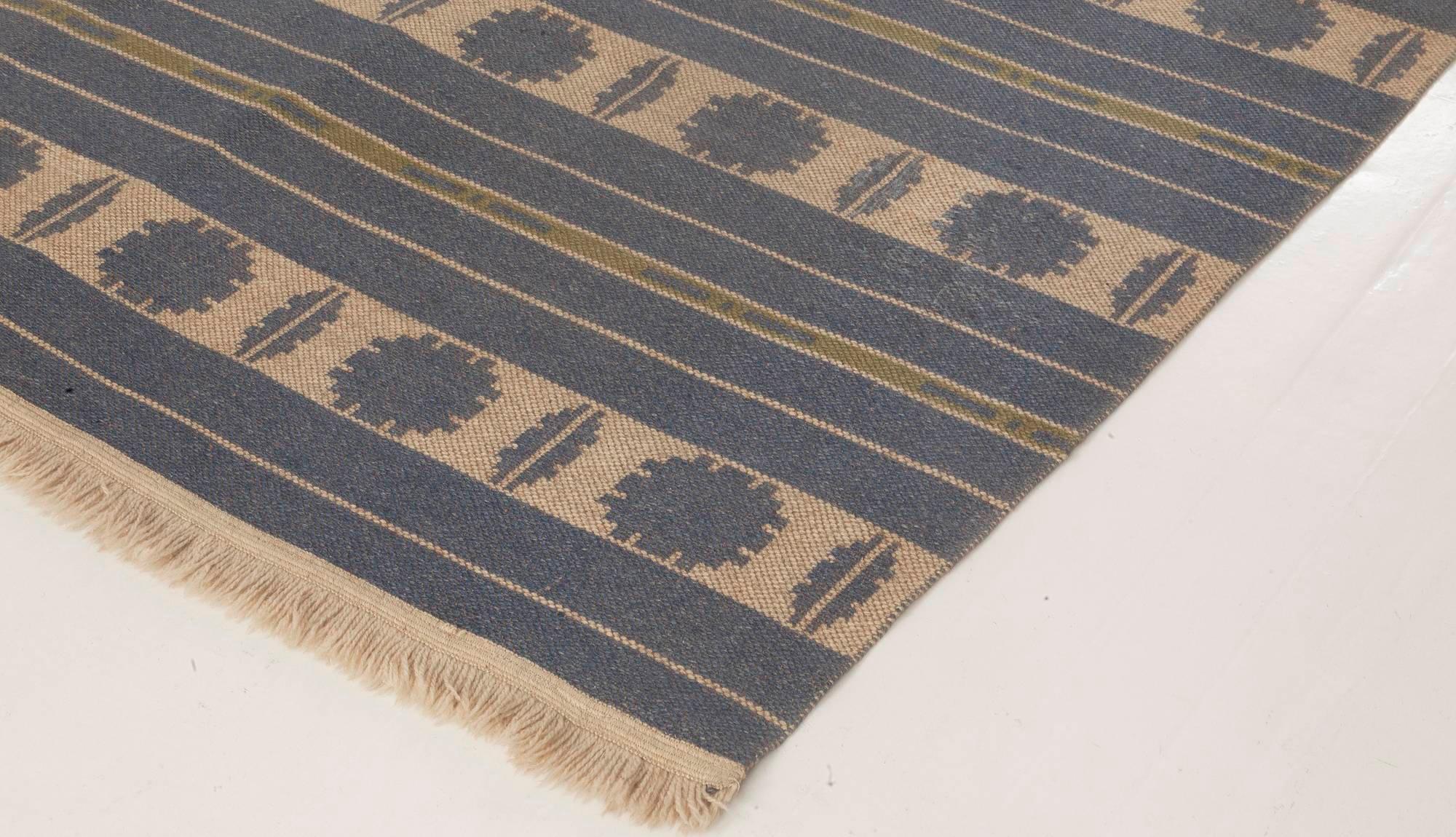 Doris Leslie Blau Collection Midcentury Swedish Double Sided Handmade Wool Rug 1