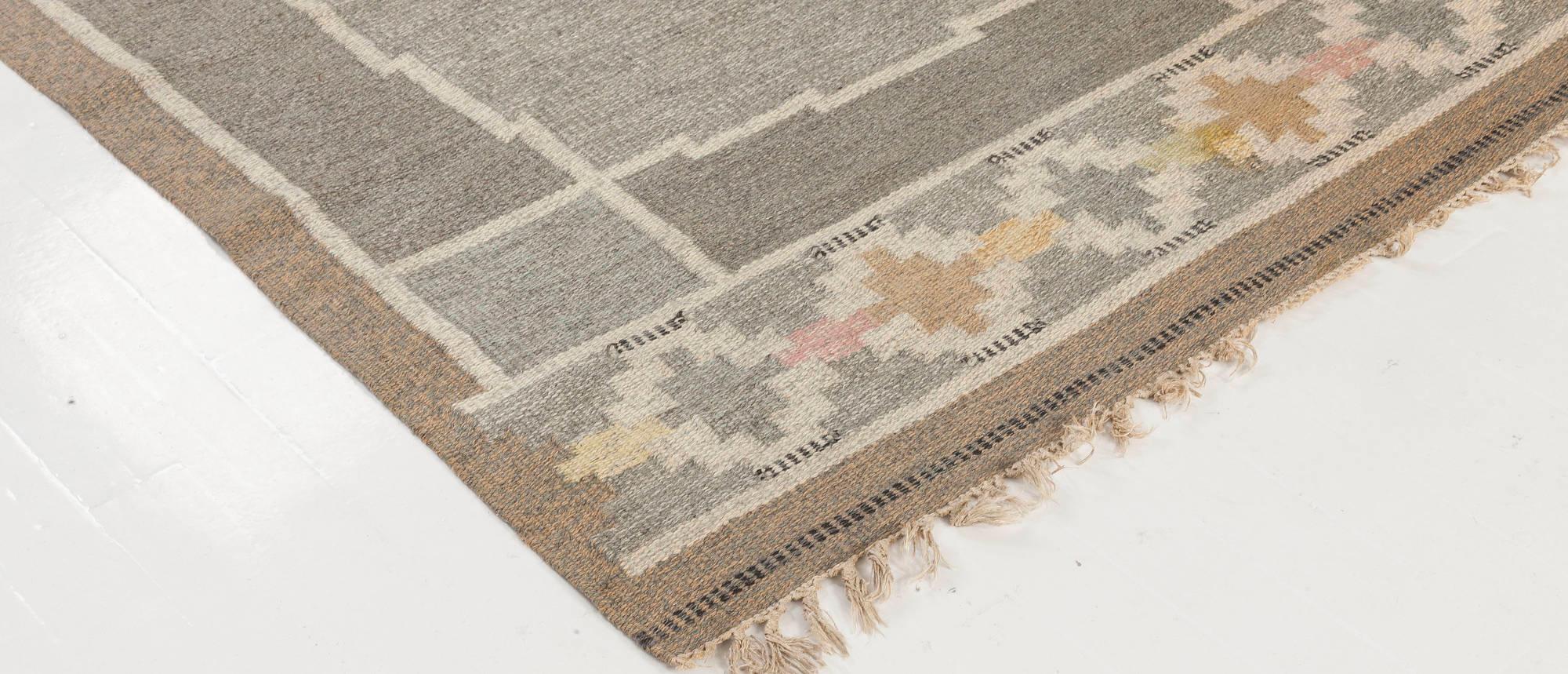 Midcentury Swedish Handmade Rug by Ingegerd Silow In Good Condition In New York, NY
