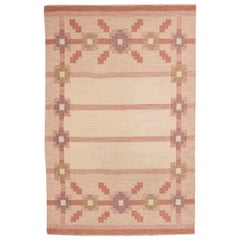 Doris Leslie Blau Collection Midcentury Swedish Pink Purple Beige Flat-Weave Rug
