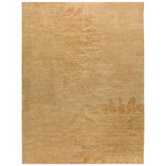 Doris Leslie Blau Kollektion Modern Abstrakte Sonnenblume Beige Handgefertigter Wollteppich