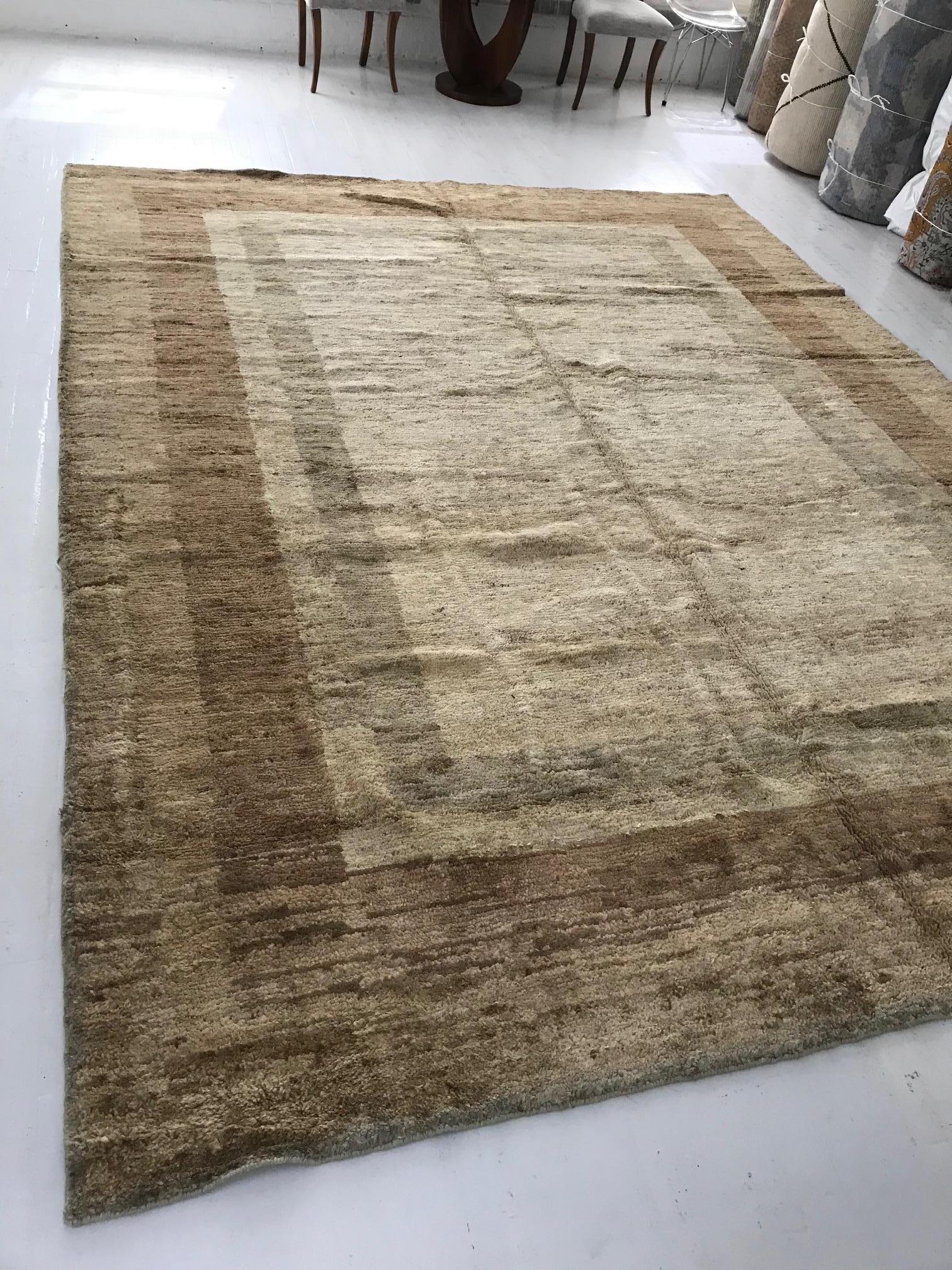 Hand-Knotted Modern Geometric Handmade Hemp Rug by Doris Leslie Blau