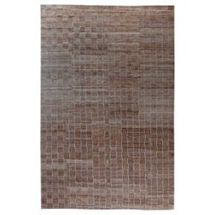 Modern Striped Brown and Gray Handmade Hemp Rug by Doris Leslie Blau