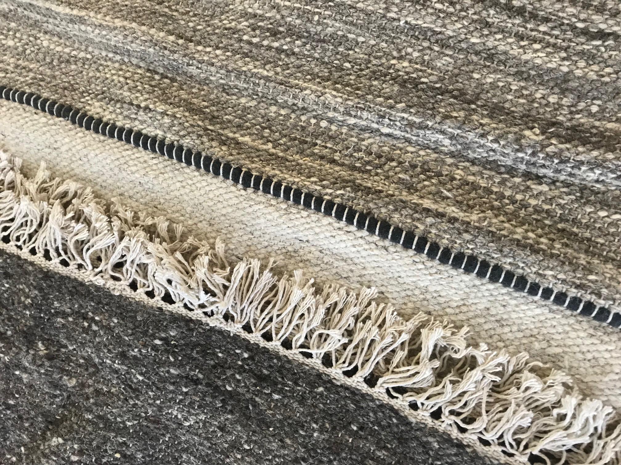 Indian Doris Leslie Blau Collection Modern Striped Natural Flat-Weave Rug