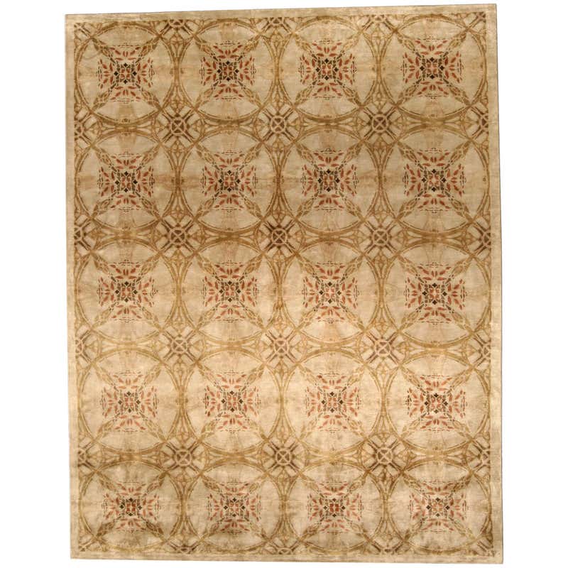 Midnight Blue Silk And Wool Modern Asterisk Rug By CARINI 8x10 For Sale ...