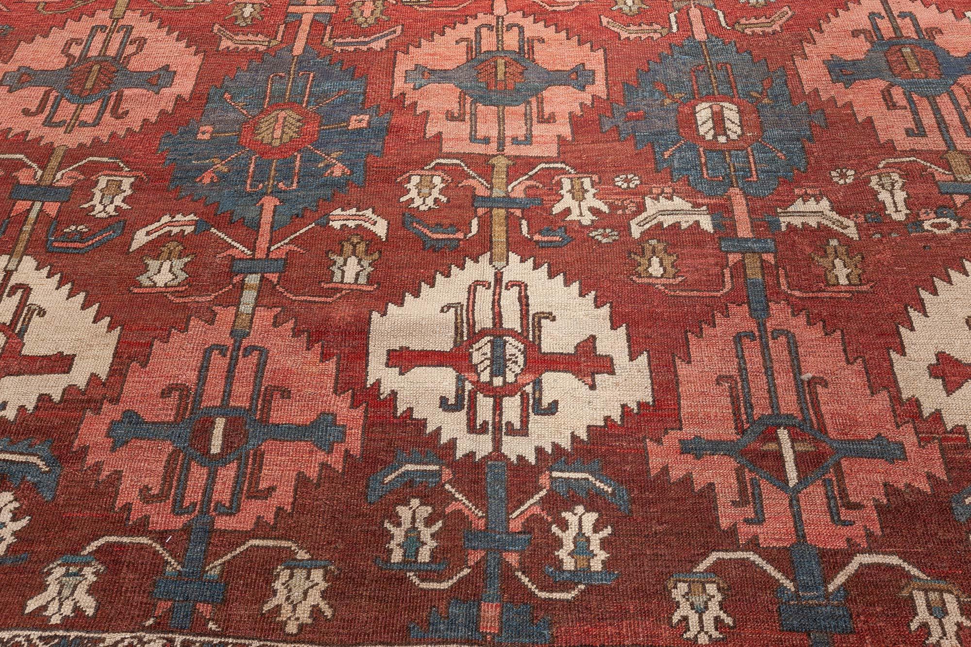 Hand-Knotted Mid-20th Century Persian Heriz Rug For Sale