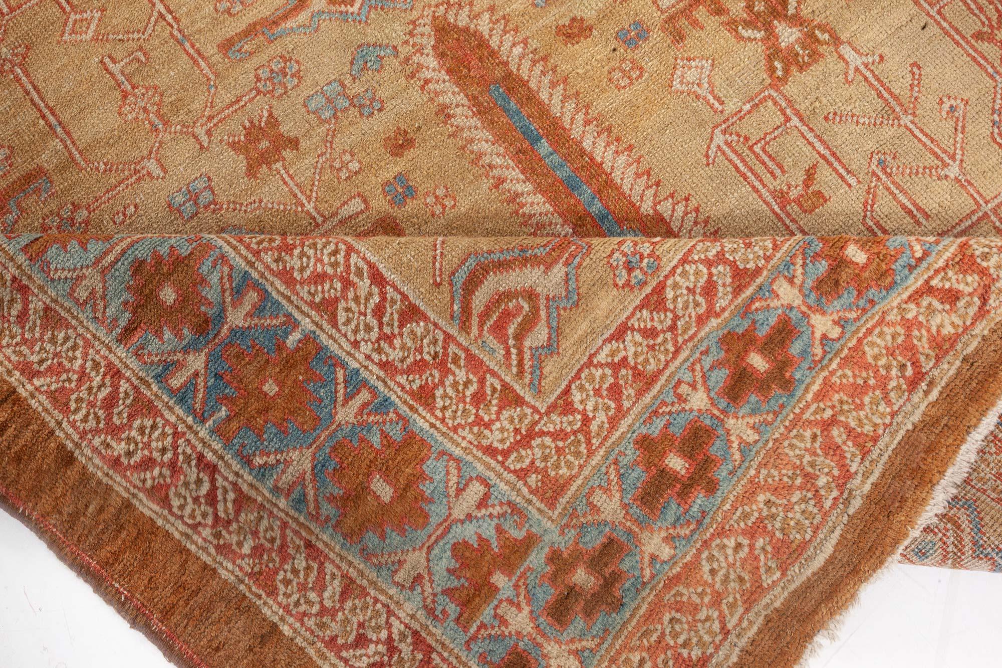 Wool Early 19th Century Primitive Bakshaish Carpet For Sale