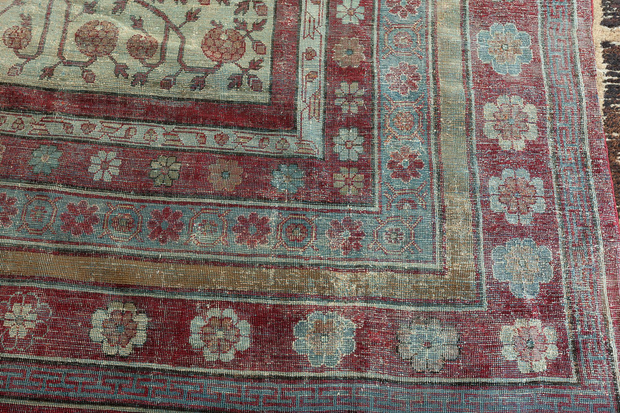 Khotan Mid-19th Century Yarkand Samarkand Silk Rug For Sale