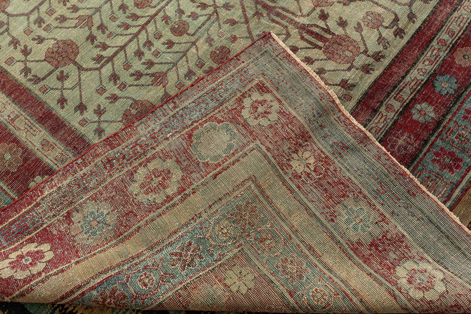 Mid-19th Century Yarkand Samarkand Silk Rug For Sale 1